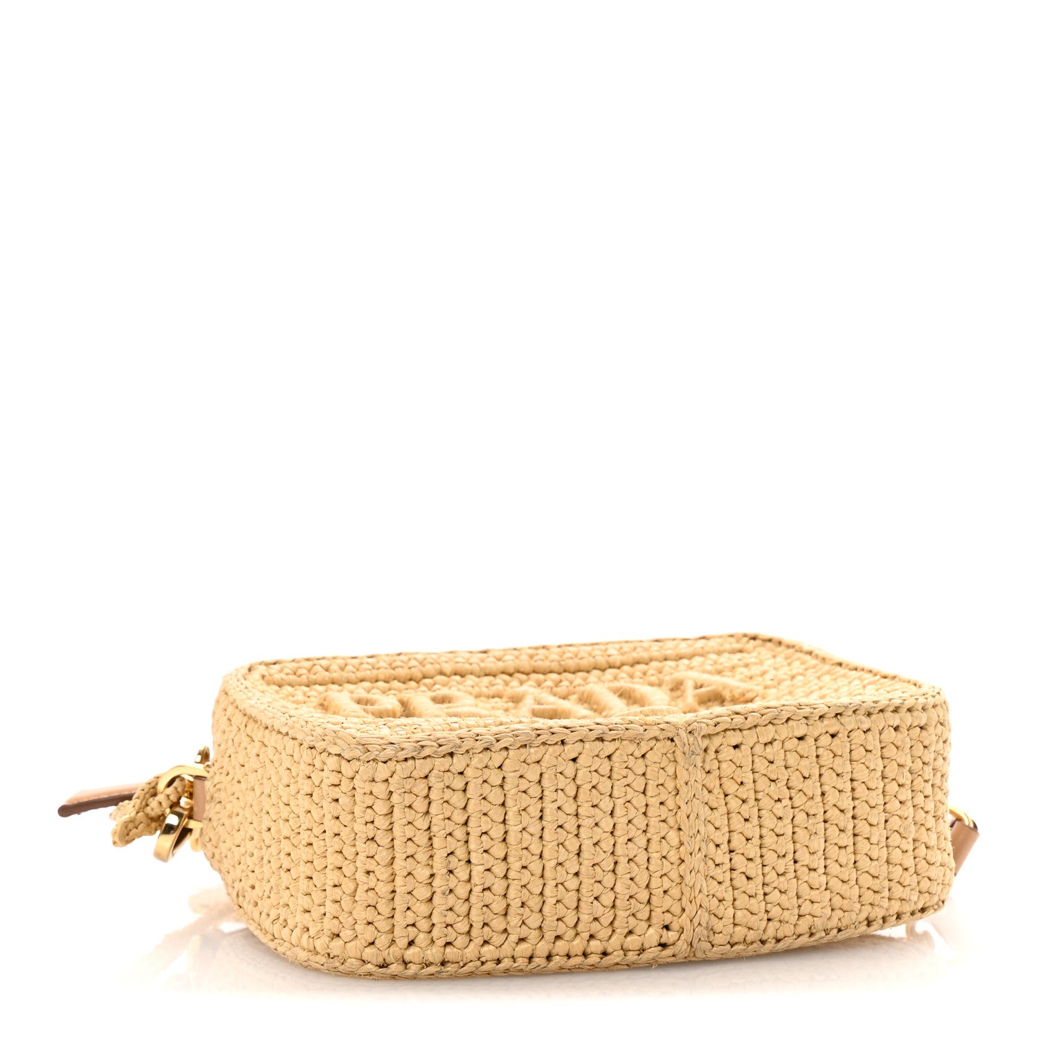 Prada Yarn Raffia Effect Crochet Brique Crossbody Bag Natural 4 of 9