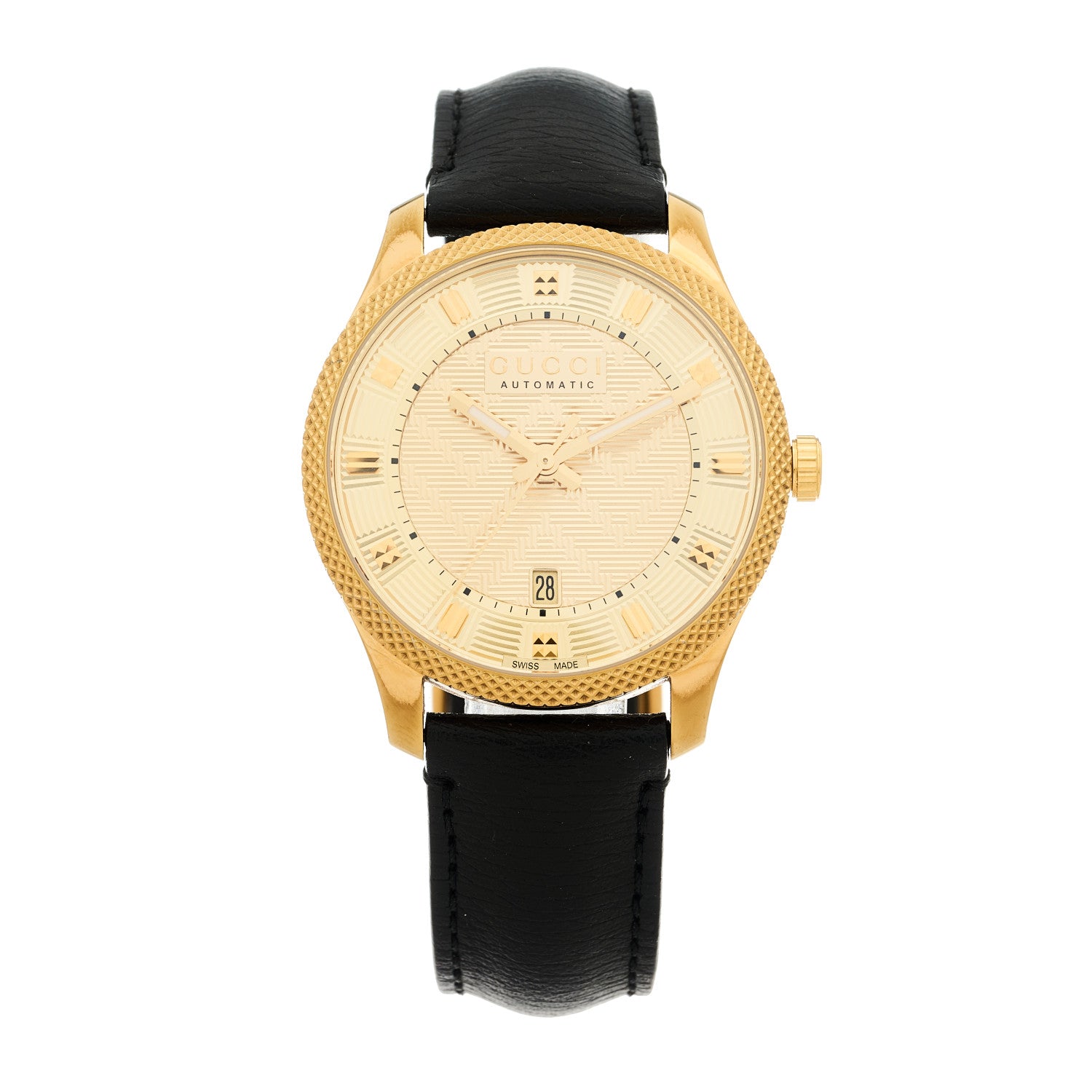 GUCCI アナログ腕時計 1285 ゴールド Gucci Stainless Steel Calfskin 40mm G-Timeless Eryx Automatic