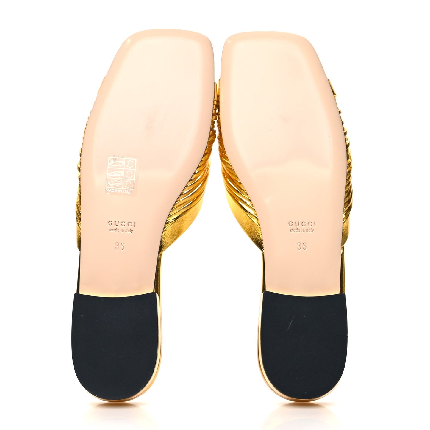 Metallic Nappa Crawford Knotted Flat Slides 36 Gold