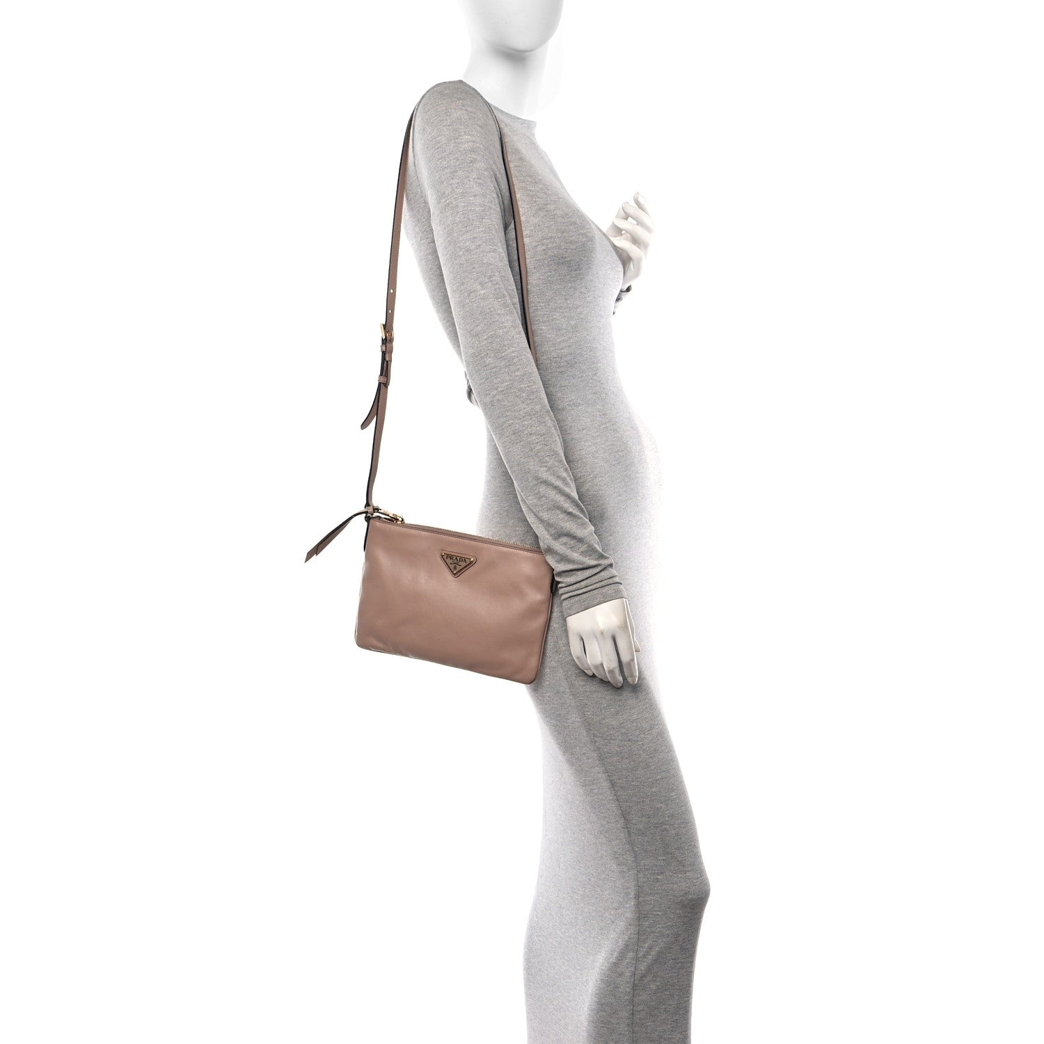 Prada Light Calfskin Triangle Crossbody Cipria 2 of 9