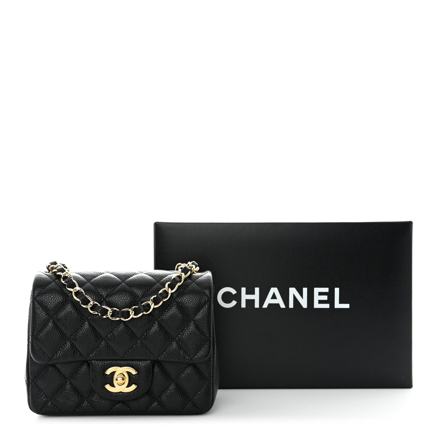 Caviar Quilted Mini Square Flap Black