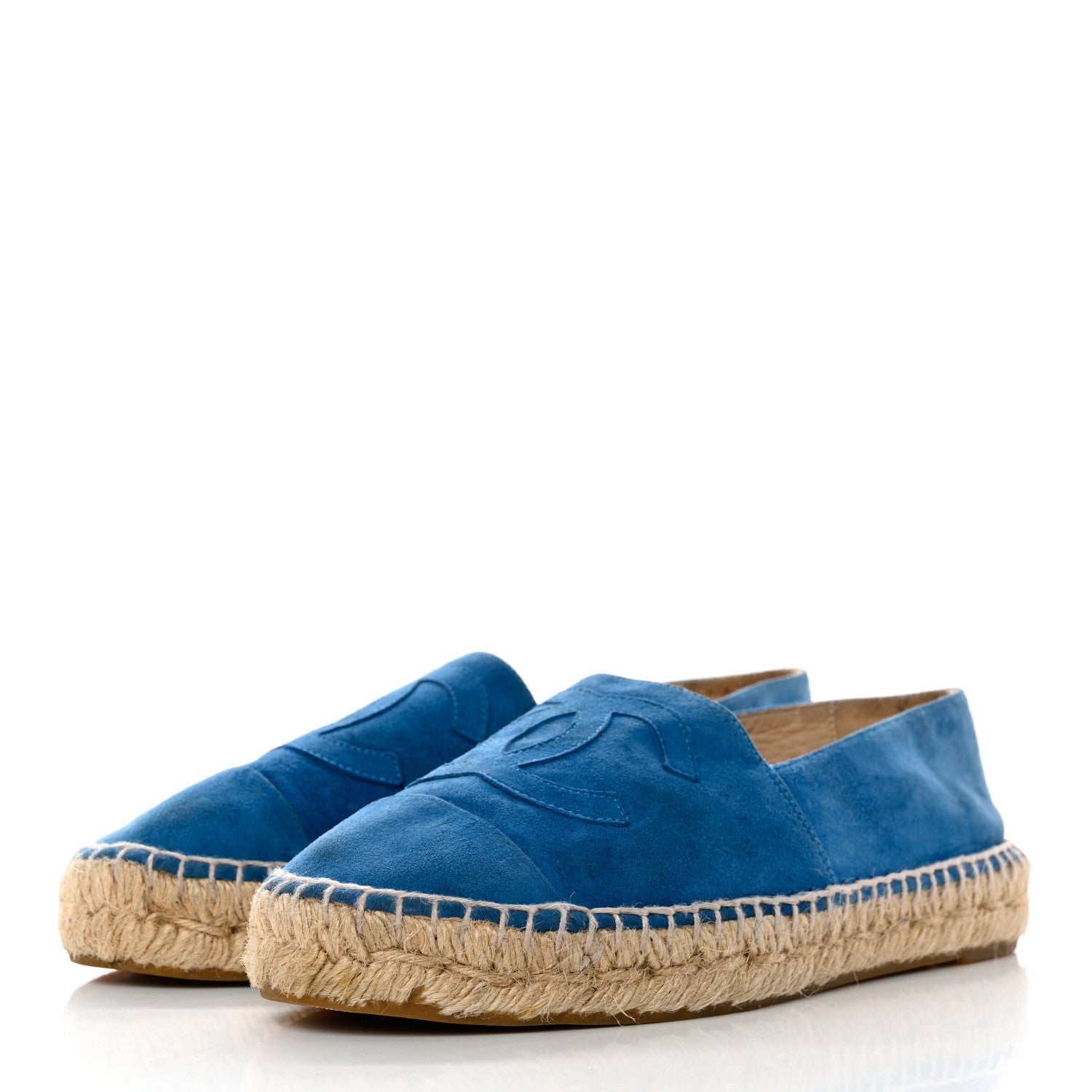 Chanel Kid Suede CC Espadrilles 38 Blue 3 of 9