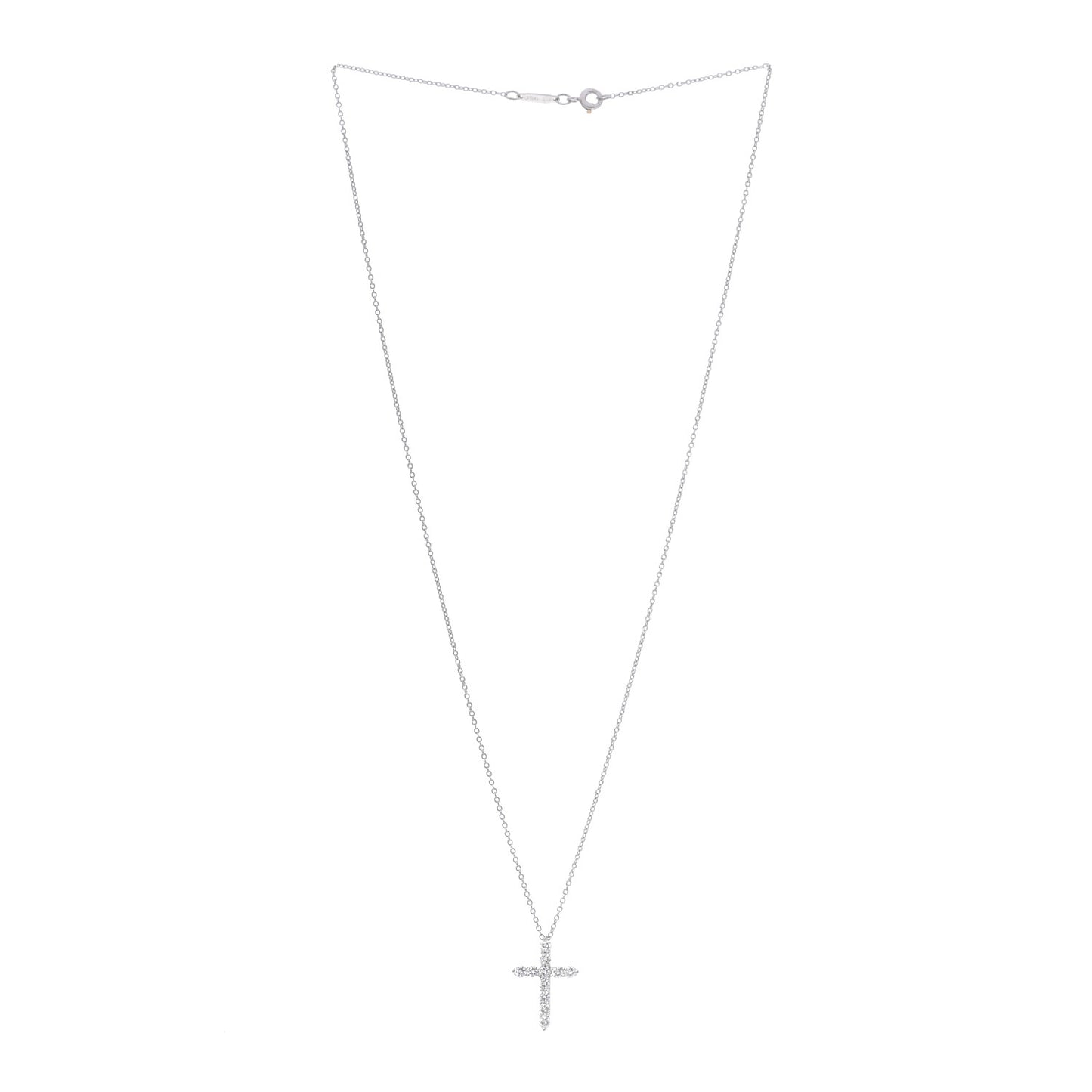 Platinum Diamond Small Cross Pendant Necklace