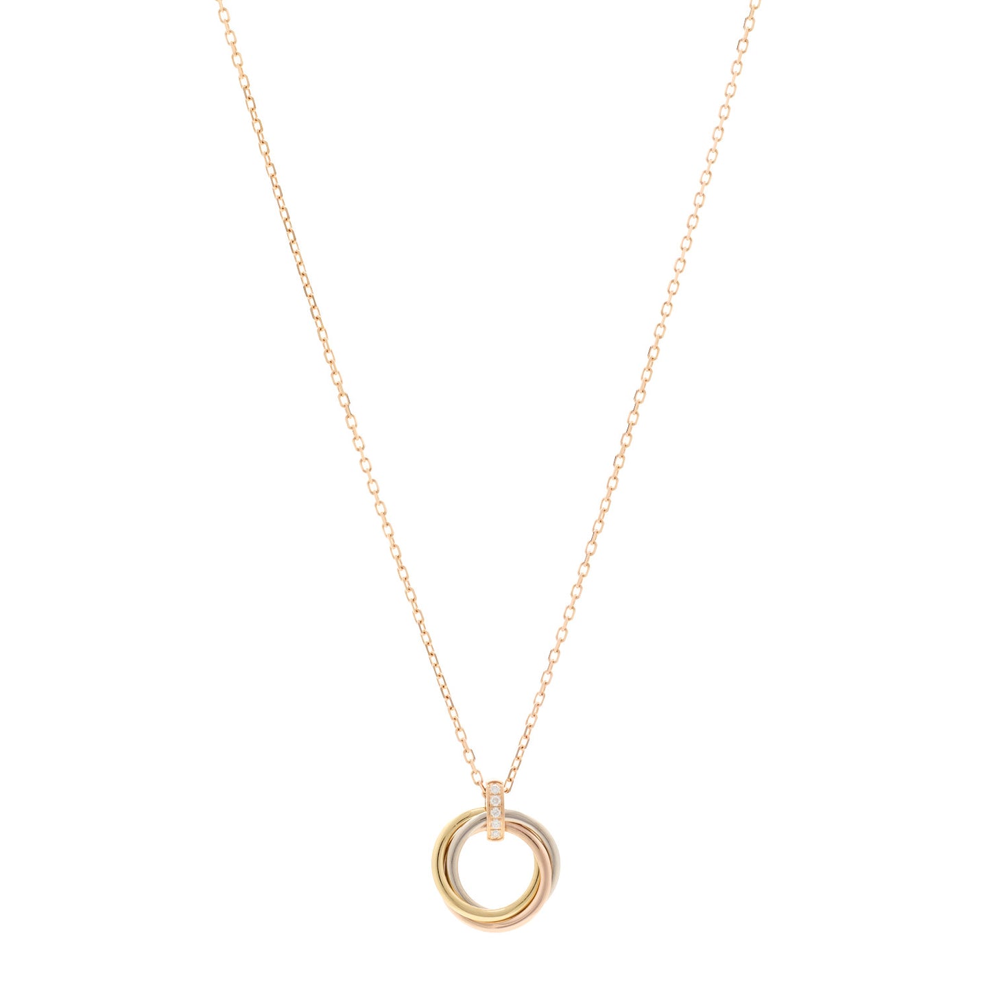 18K Pink White Yellow Gold Diamond Trinity Pendant Necklace