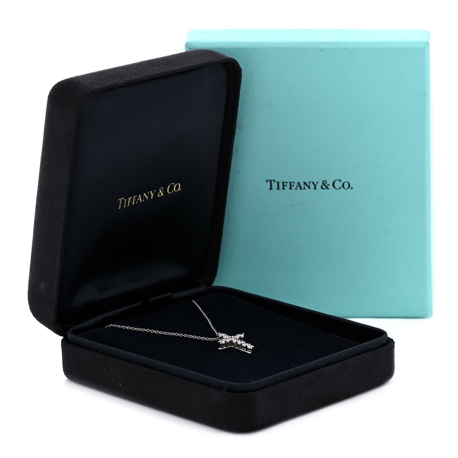 Tiffany Platinum Diamond Small Cross Pendant Necklace 6 of 6