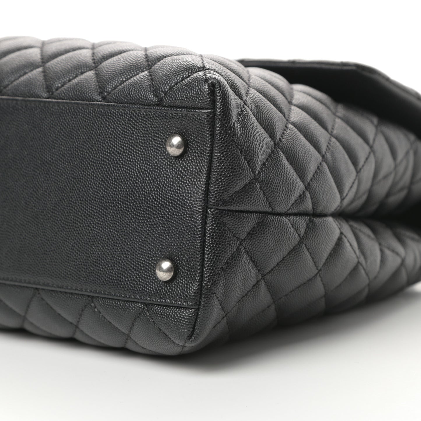 Caviar Quilted Large Coco Handle Flap Black