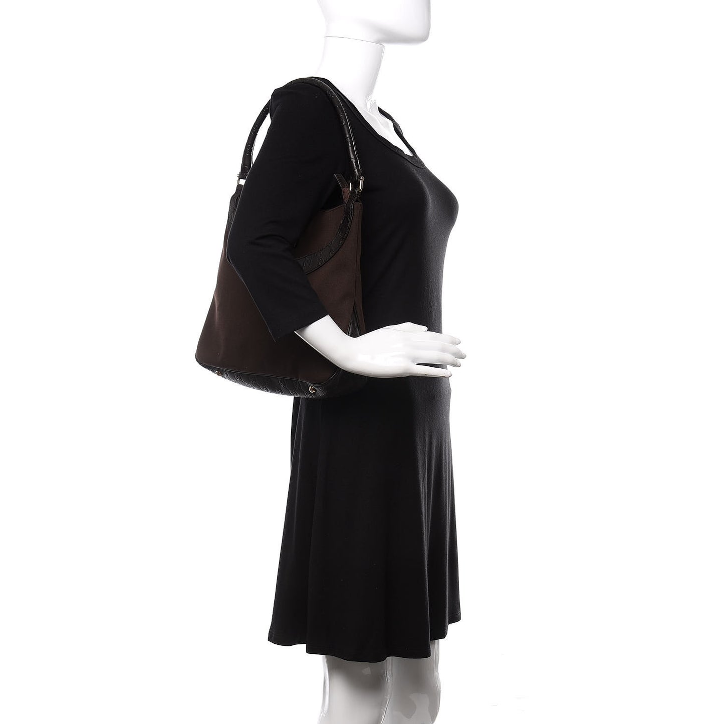 Guccissima Trim Canvas Hobo Dark Brown