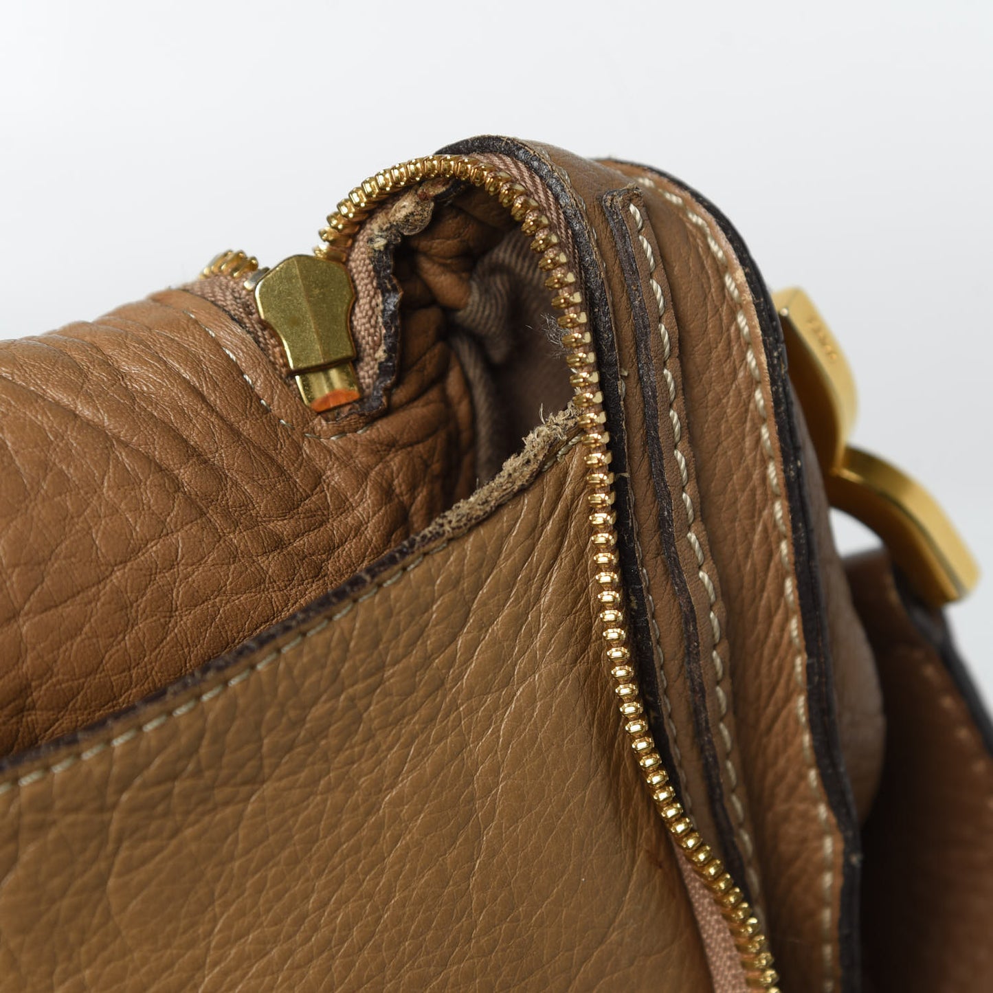 Calfskin Medium Marcie Round Zip Crossbody Bag Nut