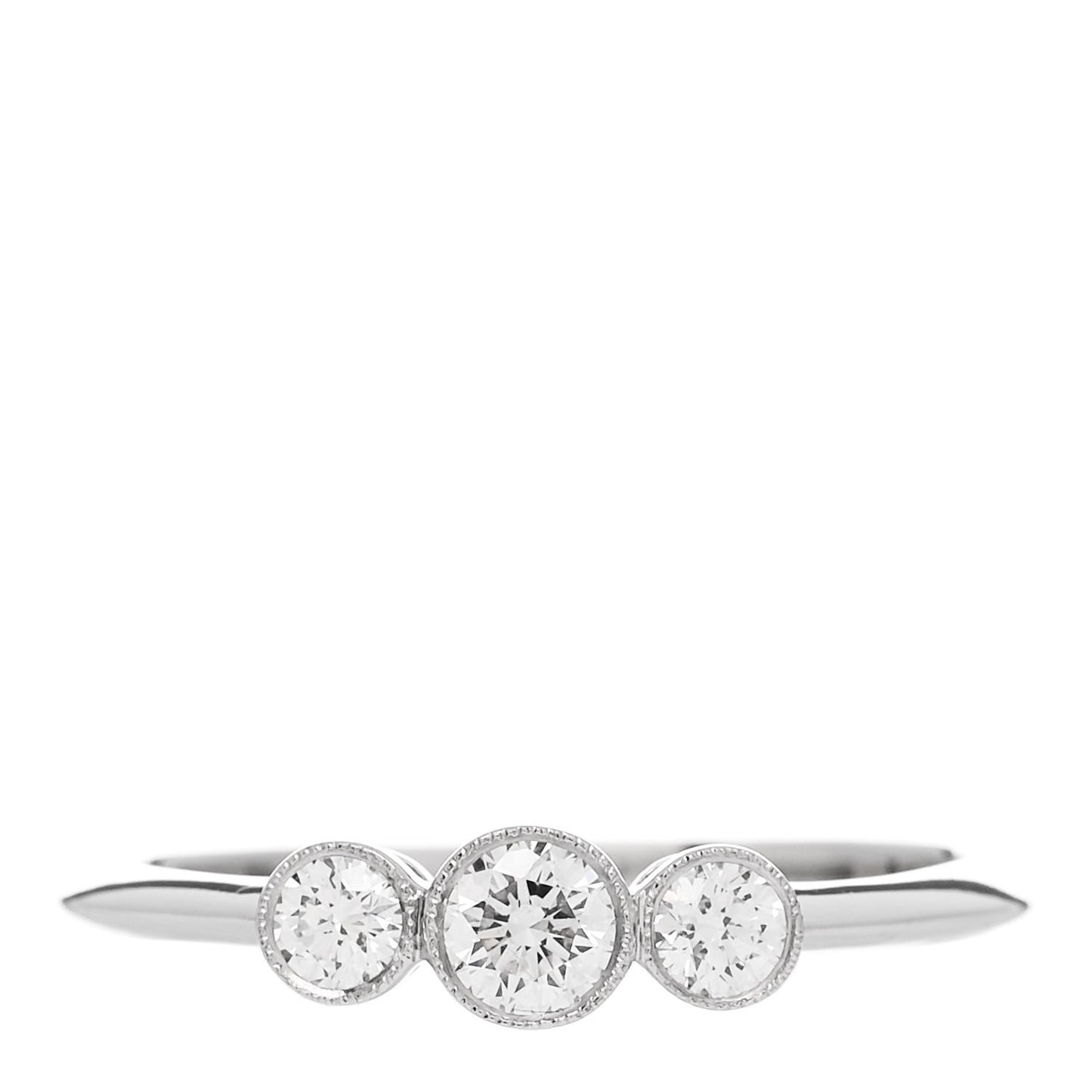 Platinum Diamond Three Stone Milgrain Ring 54 7