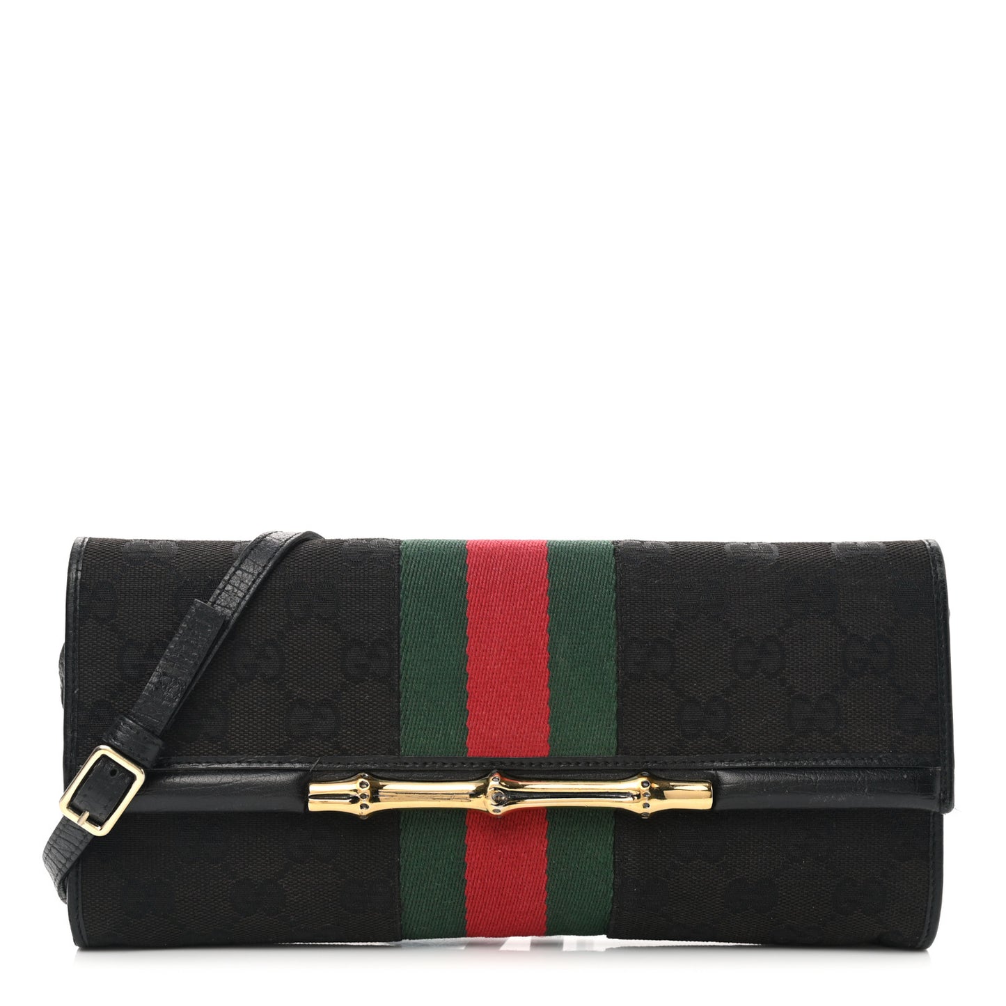 Monogram Bamboo Web Clutch Black