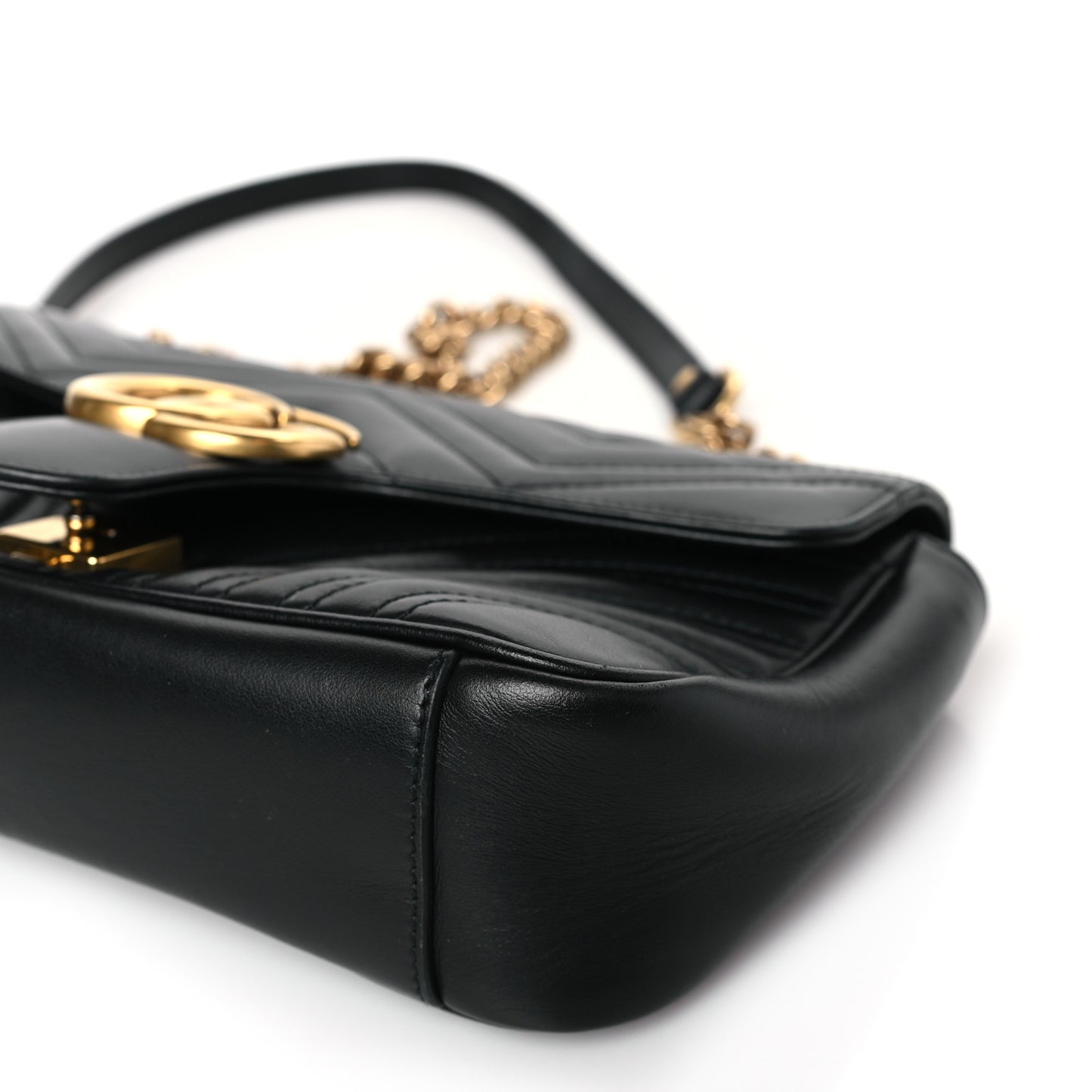 Calfskin Matelasse Small GG Marmont Shoulder Bag Black