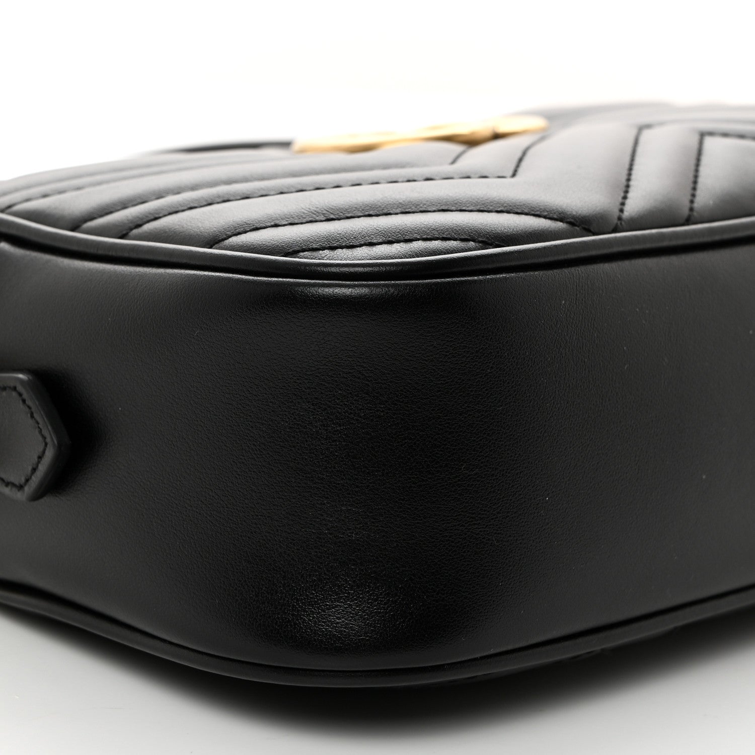 Gucci Calfskin Matelasse Small GG Marmont Chain Shoulder Bag Black 9 of 10