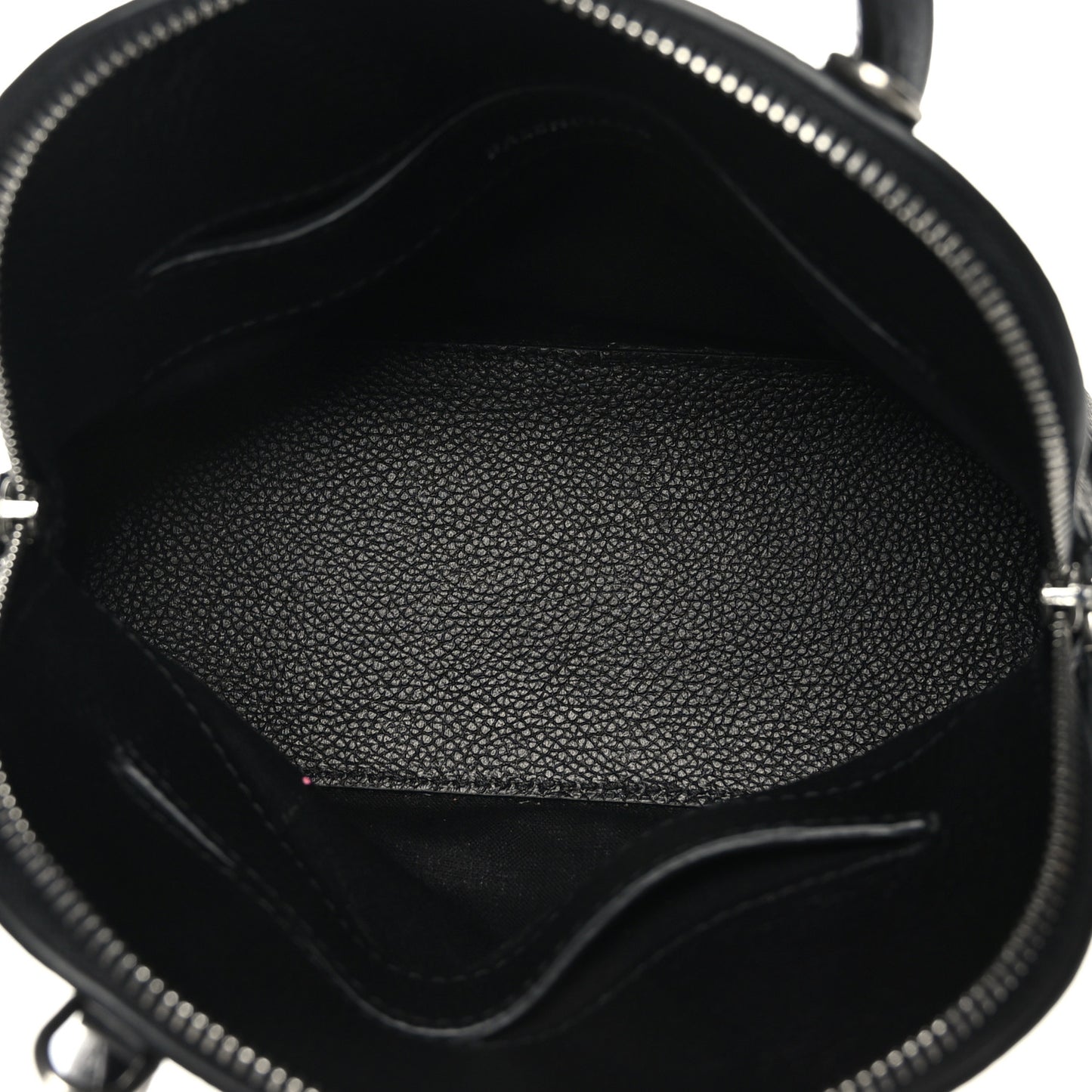Grained Calfskin City Logo XXS Ville Top Handle Bag Black White