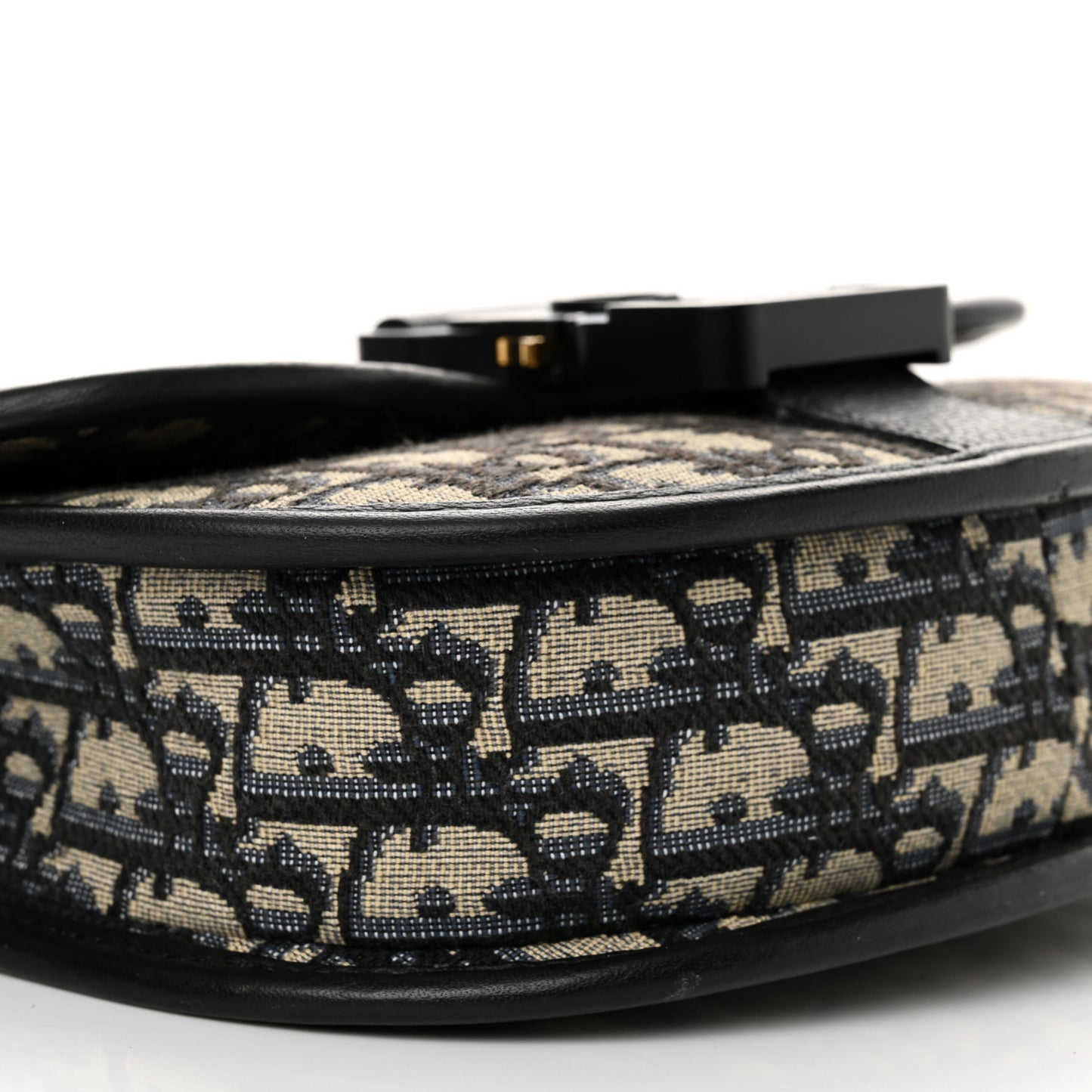 Oblique Grained Calfskin Mini Gallop Bag With Strap Black Beige