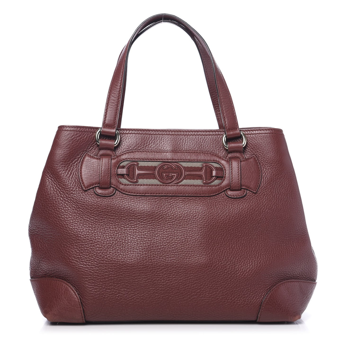 Calfskin Web Medium Dressage Tote Burgundy