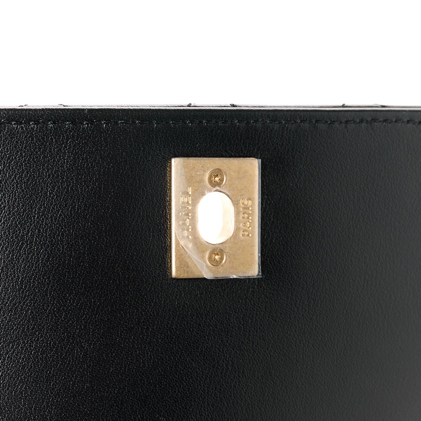 Calfskin Quilted Pearl Jewel Chain Flap Black