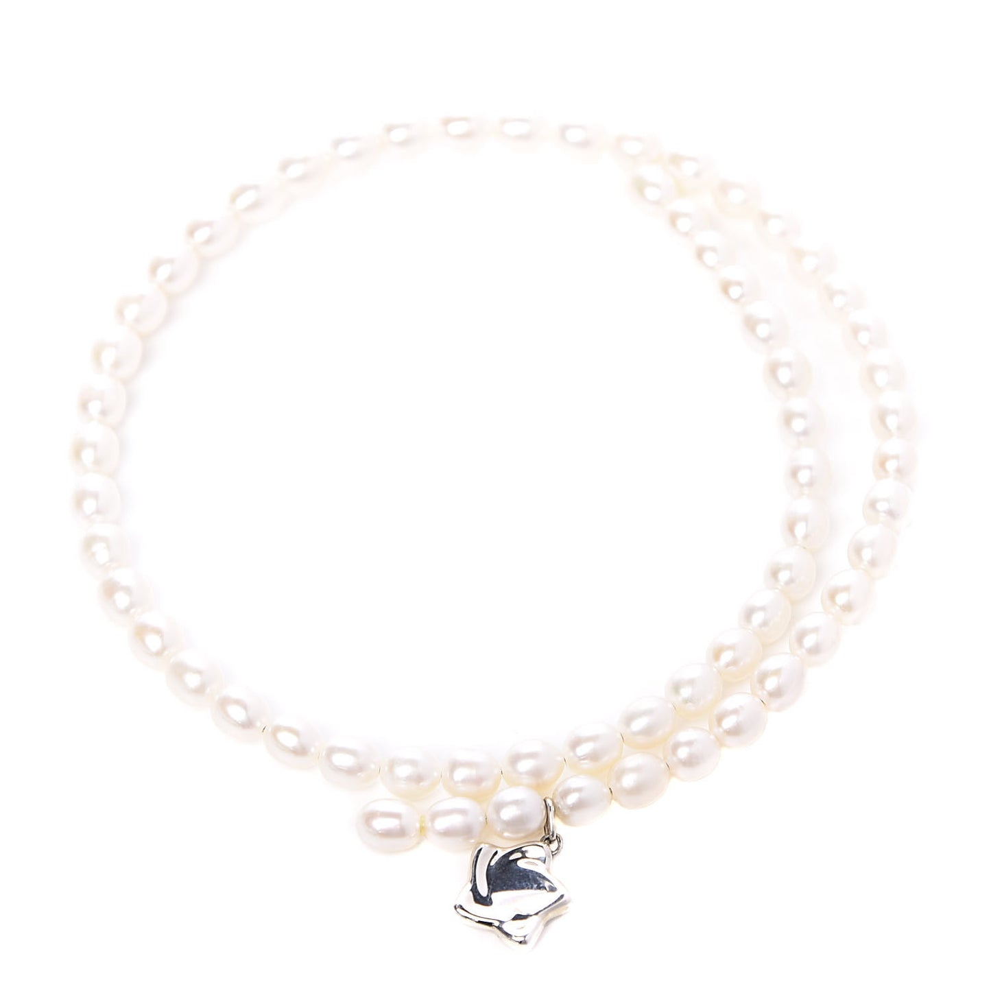 Sterling Silver Pearl Elsa Peretti Star Pendant Necklace