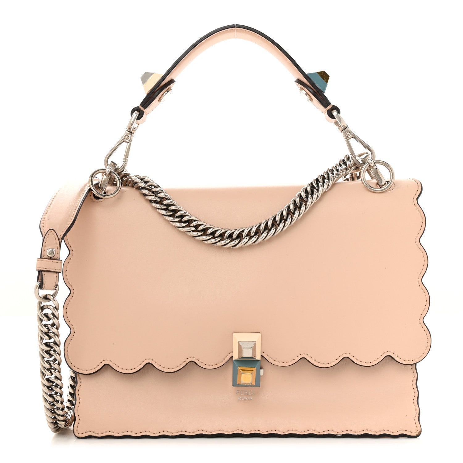 Fendi Vitello Liberty Scalloped Studded Kan I Shoulder Bag Plaster 1 of 18