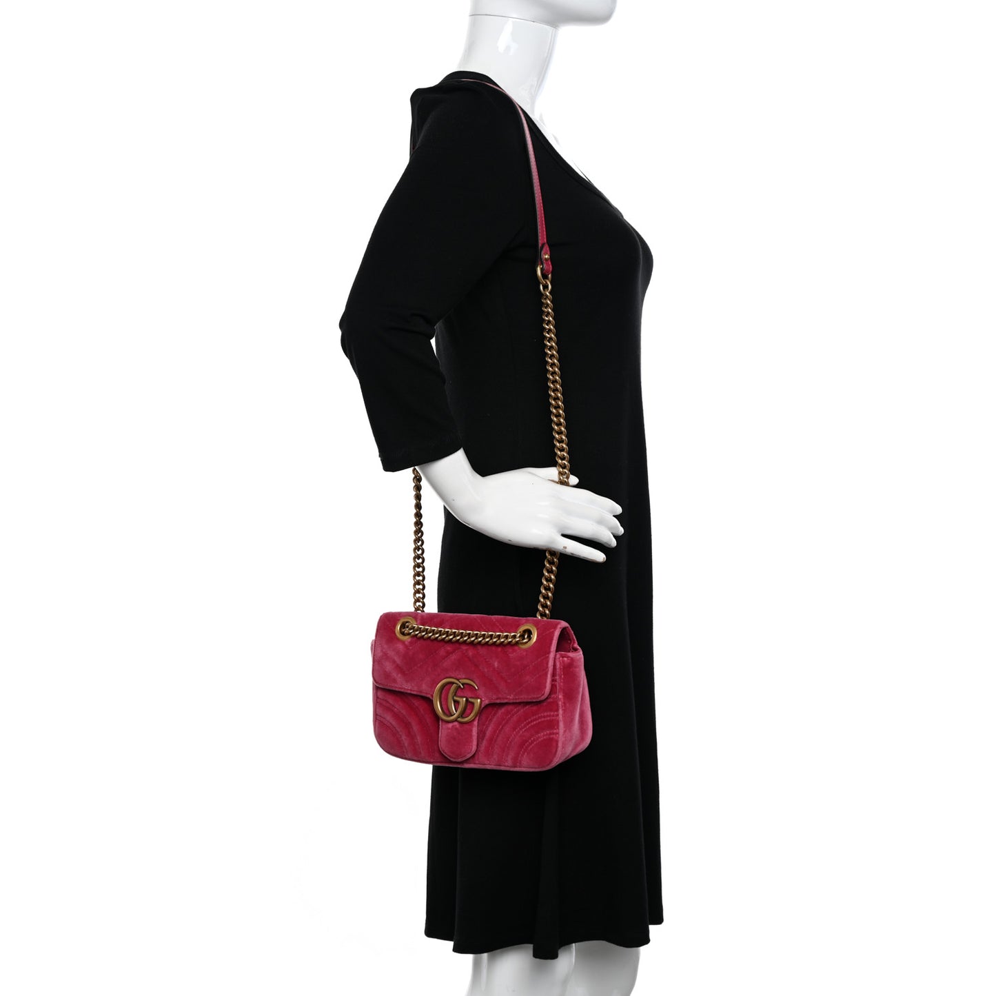Velvet Matelasse Mini GG Marmont Shoulder Bag Light Raspberry Rose