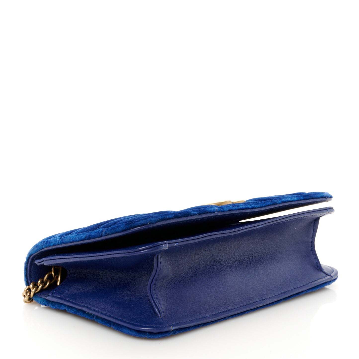 Velvet Matelasse GG Marmont Mini Bag Cobalt Blue