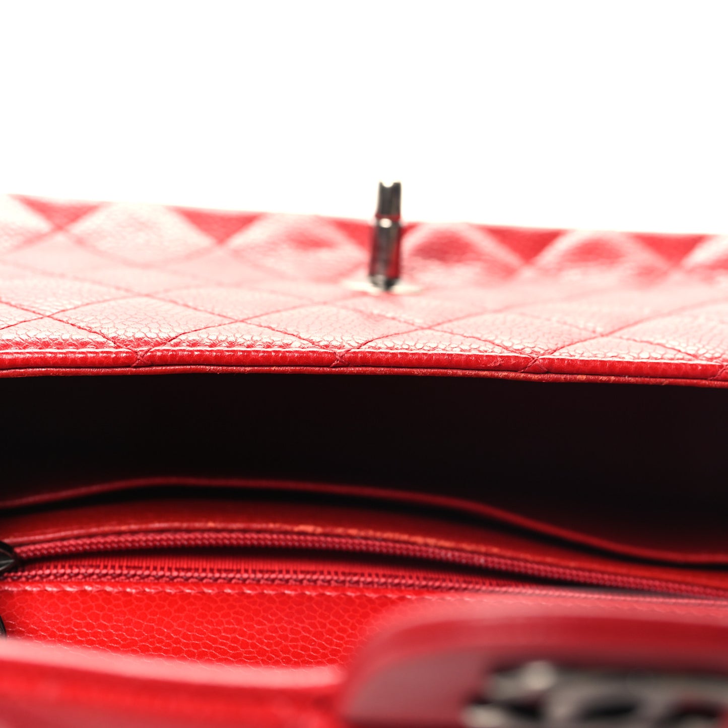 Caviar Quilted Mini Rectangular Flap Red
