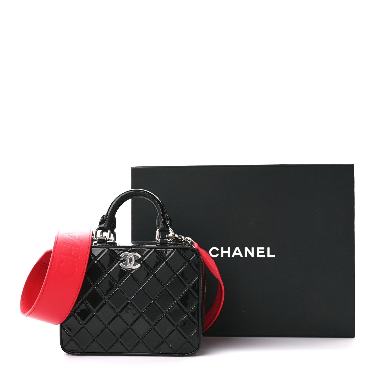 Chanel Patent Quilted Travel Kit Vanity Case Black 11 of 11