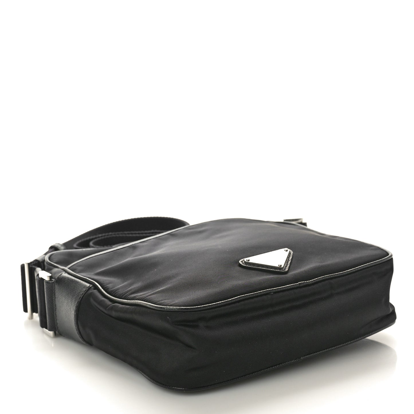 Tessuto Nylon Saffiano Logo Messenger Bag Black