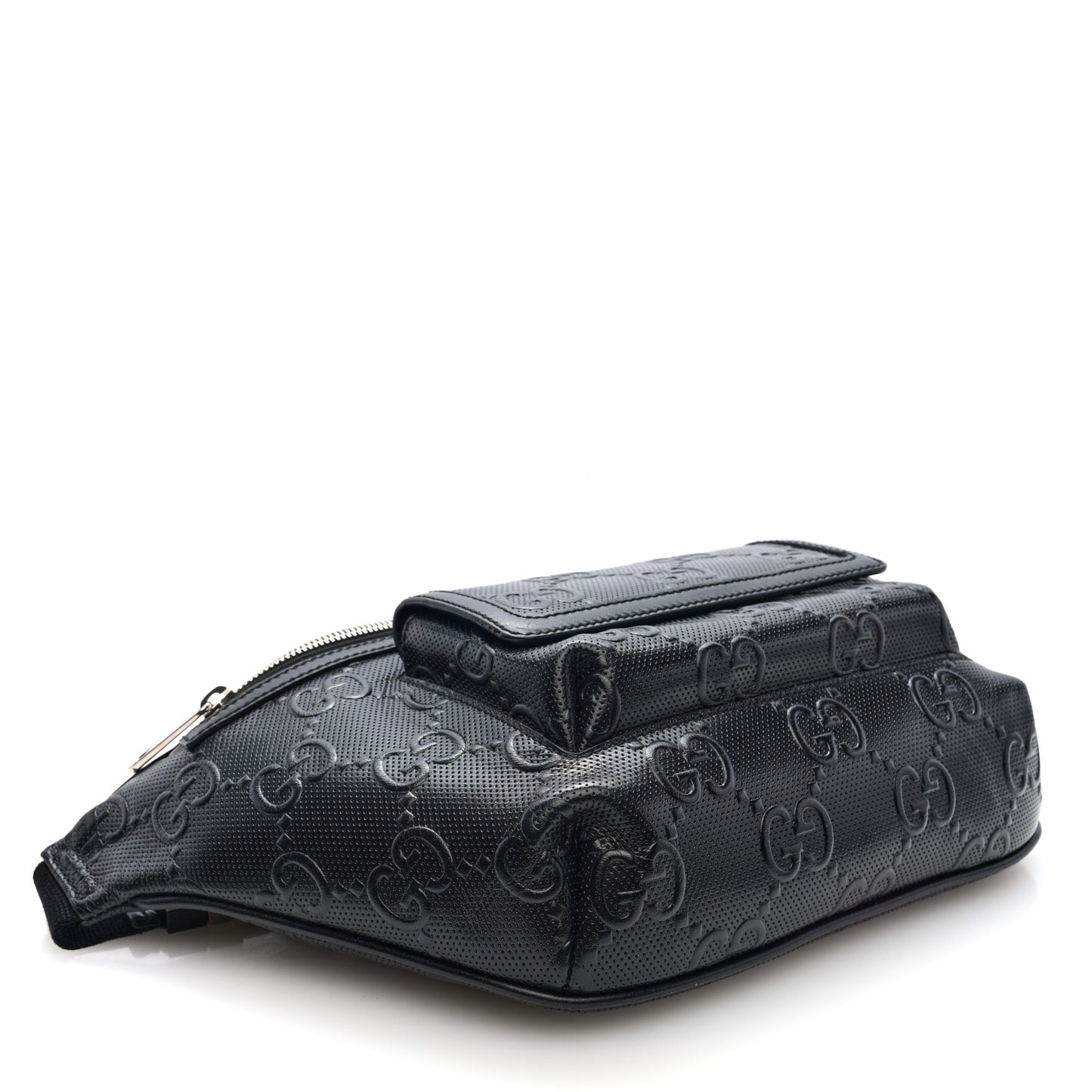 Calfskin GG Tennis Embossed Pocket Belt Bag Black