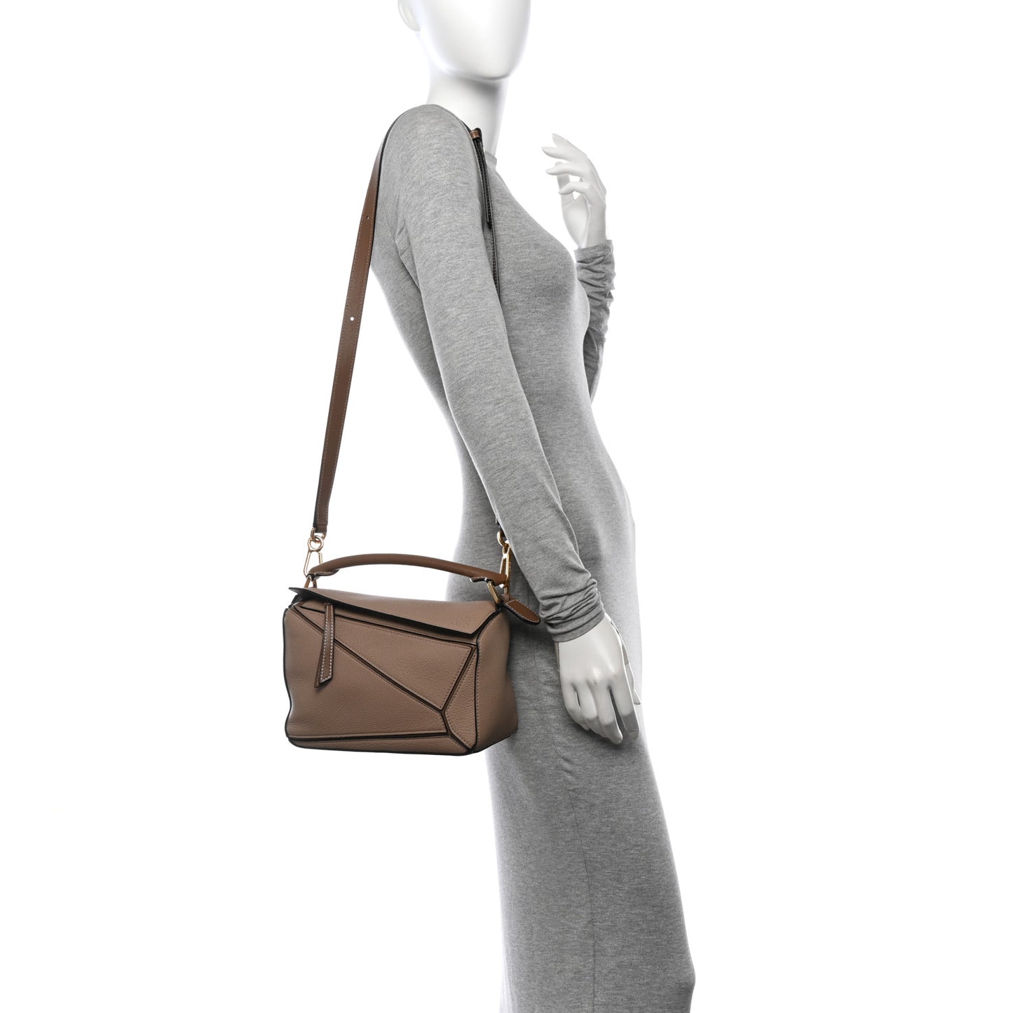 Grained Calfskin Small Puzzle Bag Sand Mink