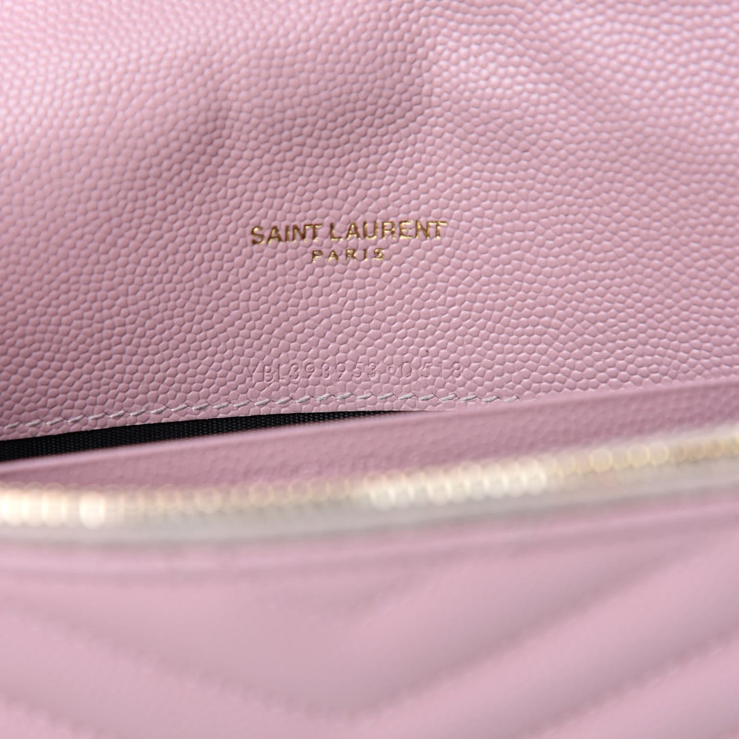 Grain De Poudre Matelasse Chevron Monogram Envelope Chain Wallet Pale Pink