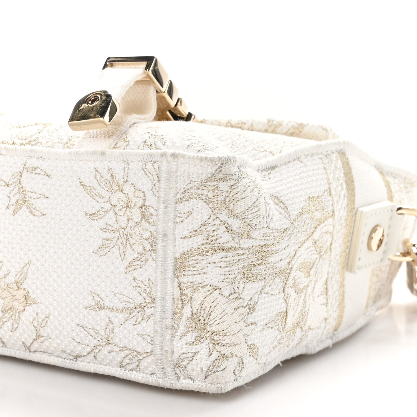 Canvas Embroidered Toile De Jouy Small Diorcamp Messenger White Gold