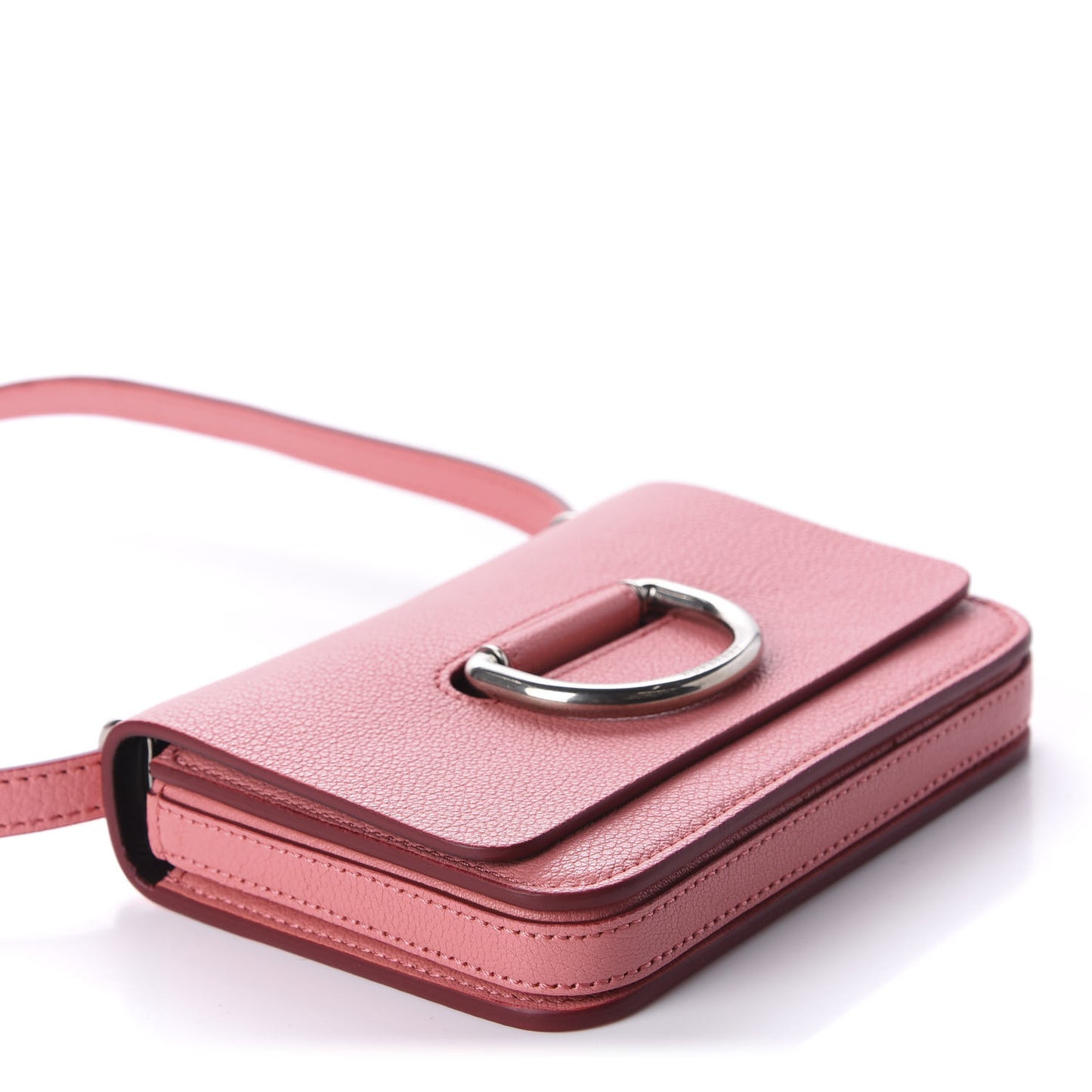 Goatskin Mini D-Ring Bag Bright Coral Pink
