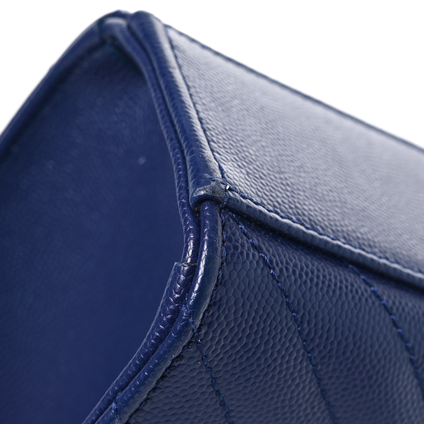 Grain De Poudre Matelasse Chevron Large Monogram Satchel Navy Blue