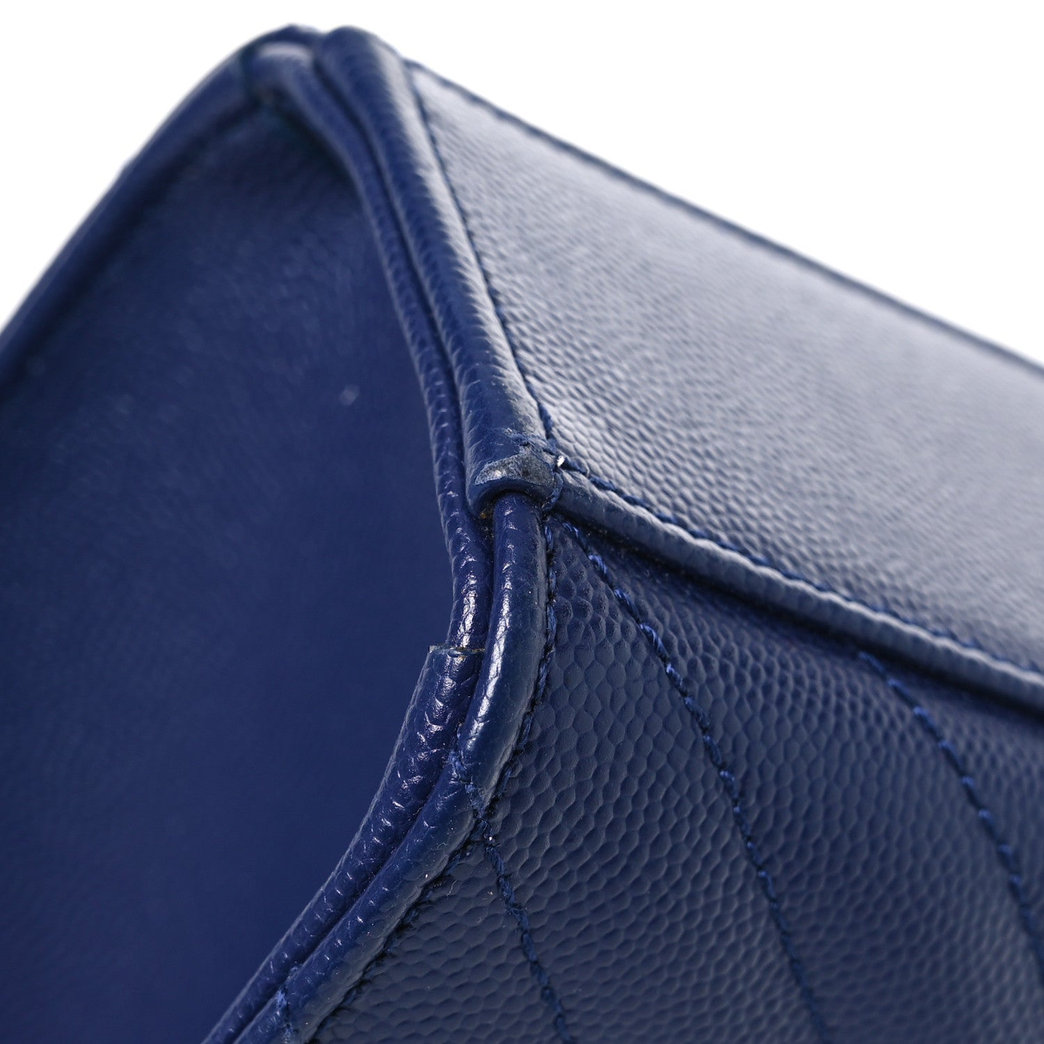 Saint Laurent Grain De Poudre Matelasse Chevron Large Monogram Satchel Navy Blue 13 of 14