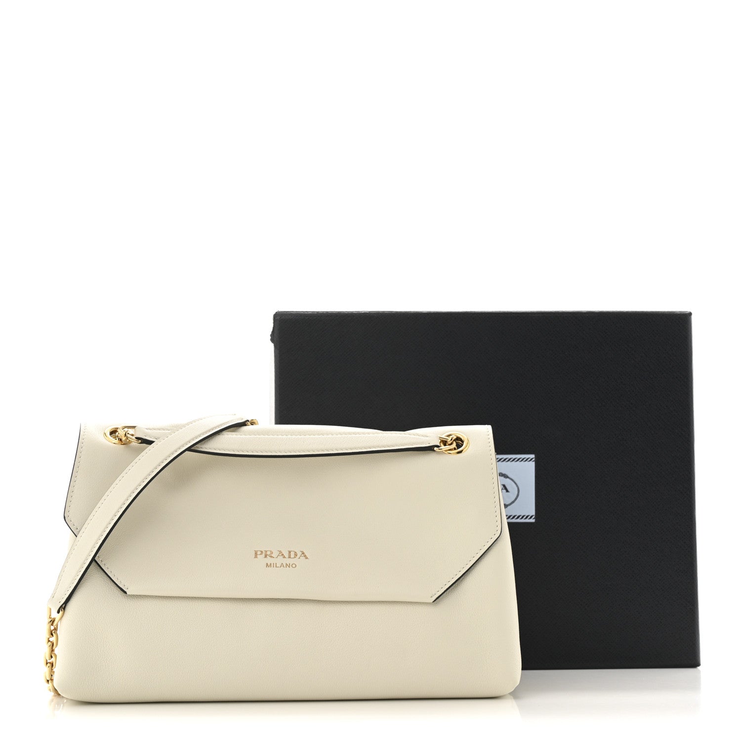 Prada Soft Grain Calfskin Medium Doux Shoulder Bag White 12 of 12