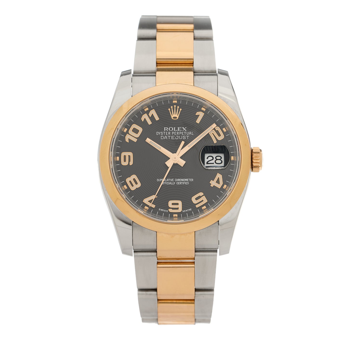Stainless Steel 18K Everose Gold 36mm Oyster Perpetual Datejust Watch Concentric Black 116201
