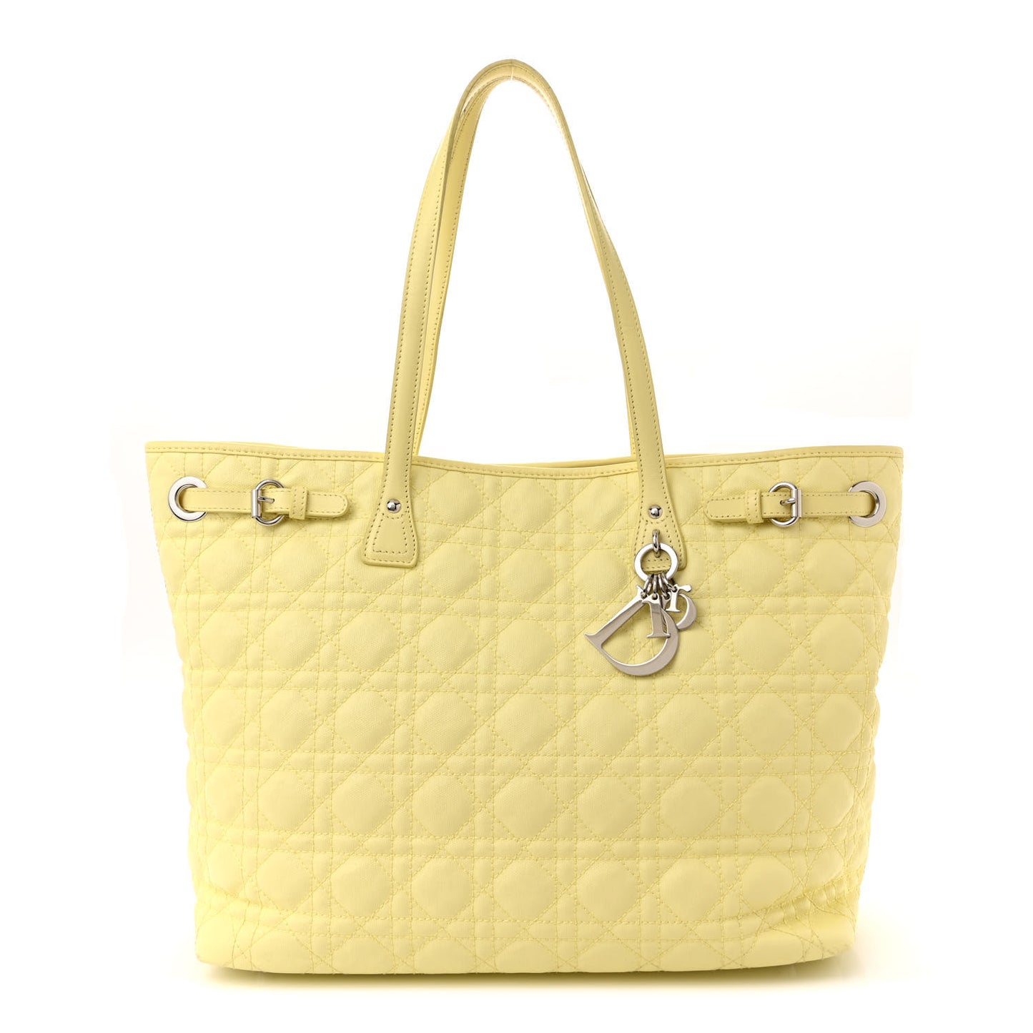 Coated Canvas Cannage Medium Panarea Tote Light Yellow