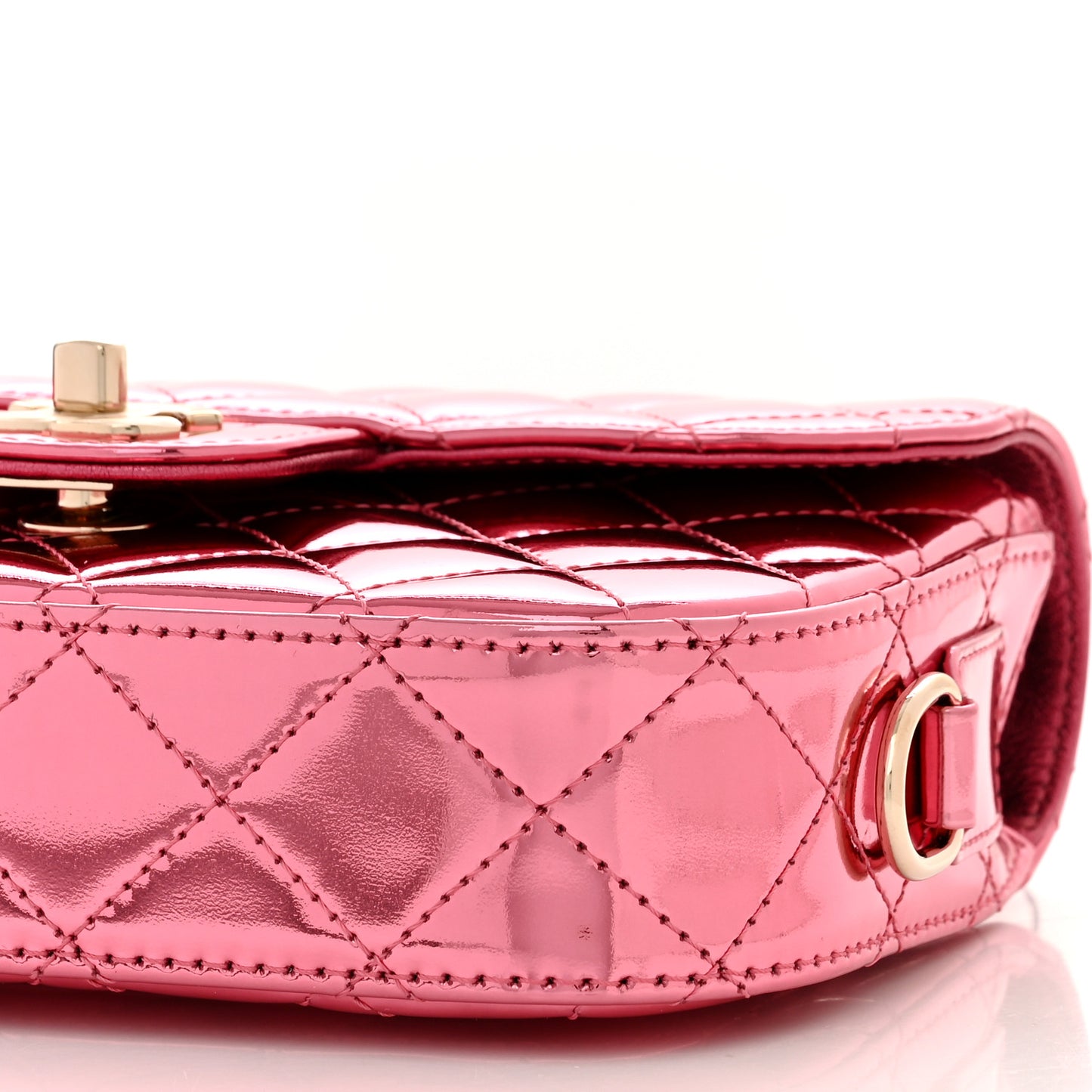 Mirror Calfskin Metallic Lambskin Quilted Hollywood Boulevard Mini Flap With Star Coin Purse Pink