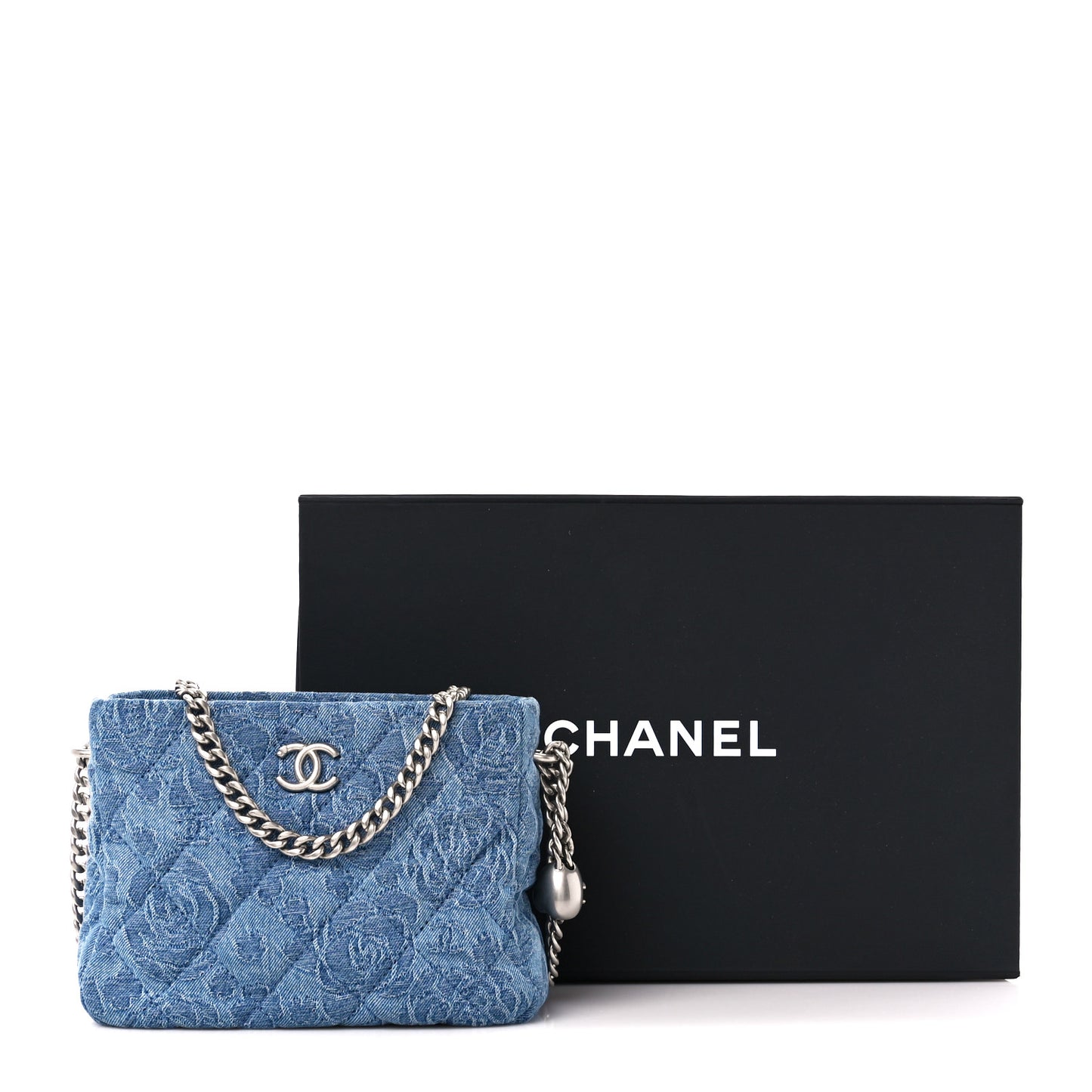 Denim Quilted Camellia Sweetheart Small Hobo Blue