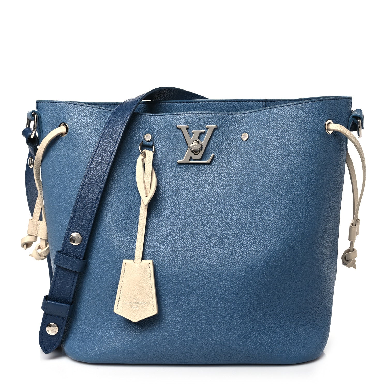 Louis Vuitton Calfskin Lockme Bucket Blue Jean 1 of 11