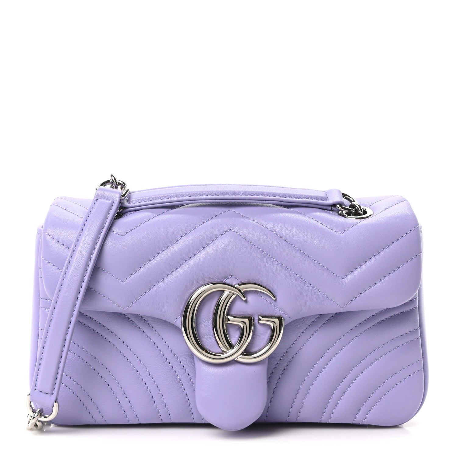 Gucci Lambskin Matelasse Small GG Marmont Shoulder Bag Lapis