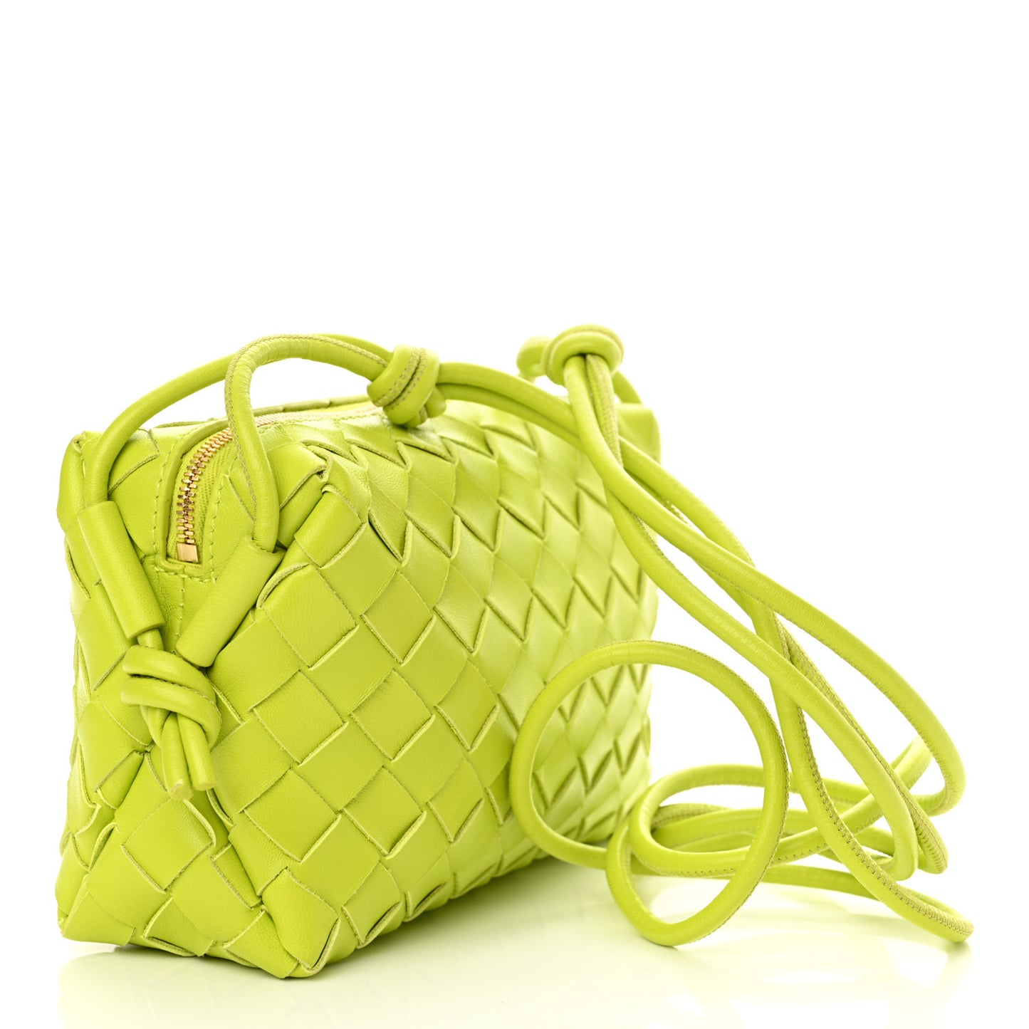 Nappa Intrecciato Mini Loop Camera Bag Acid Kiwi