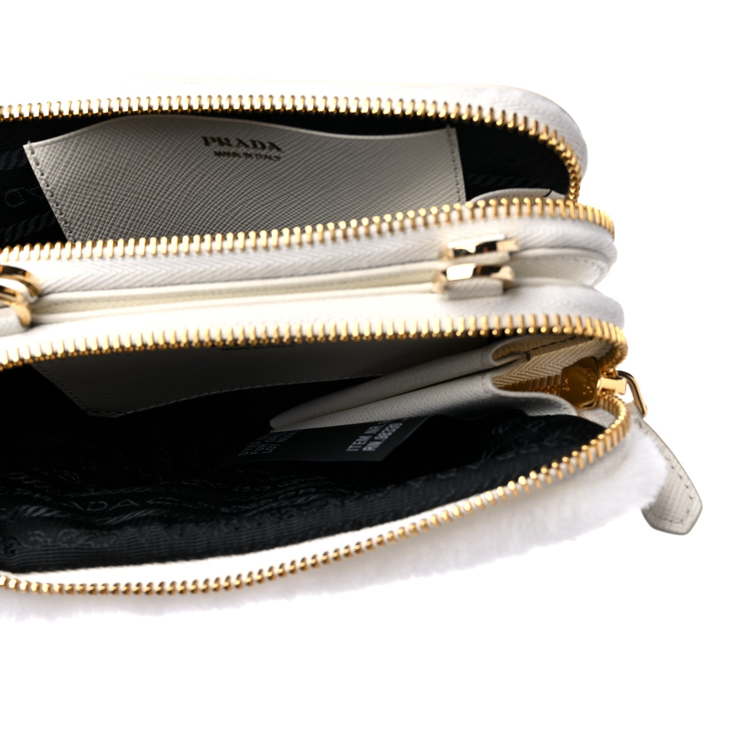Saffiano Shearling Triangle Mini Pouch White