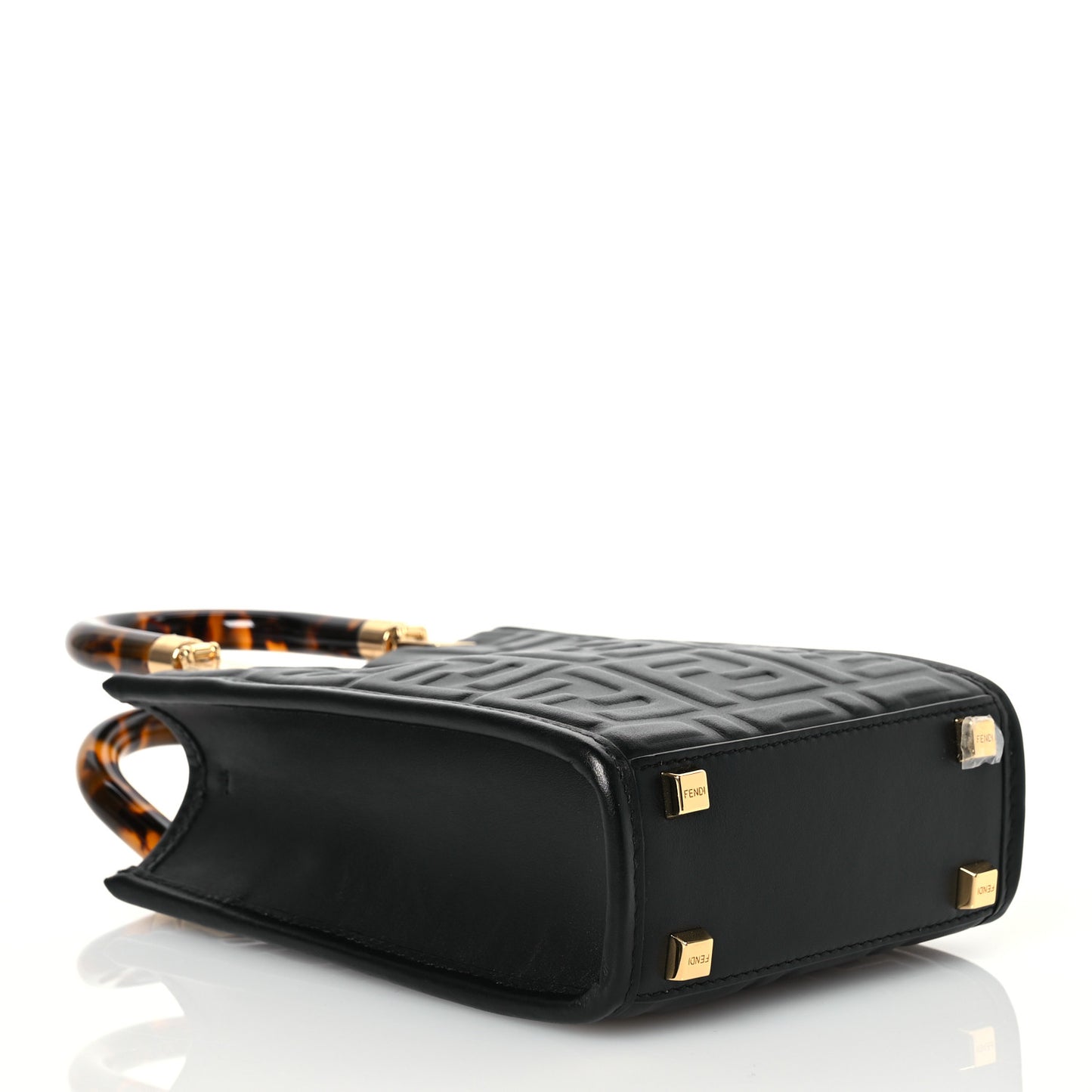 Vitello Plexiglass FF Embossed Mini Fendi Sunshine Shopper Tote Black