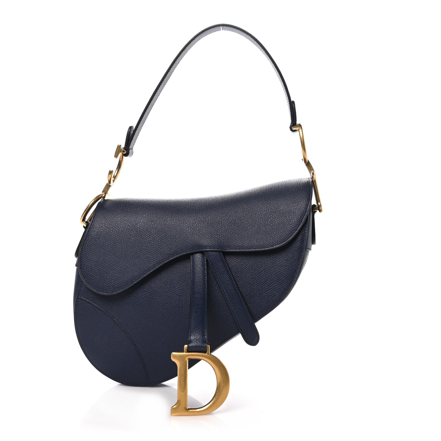 Grained Calfskin Saddle Bag Indigo Blue