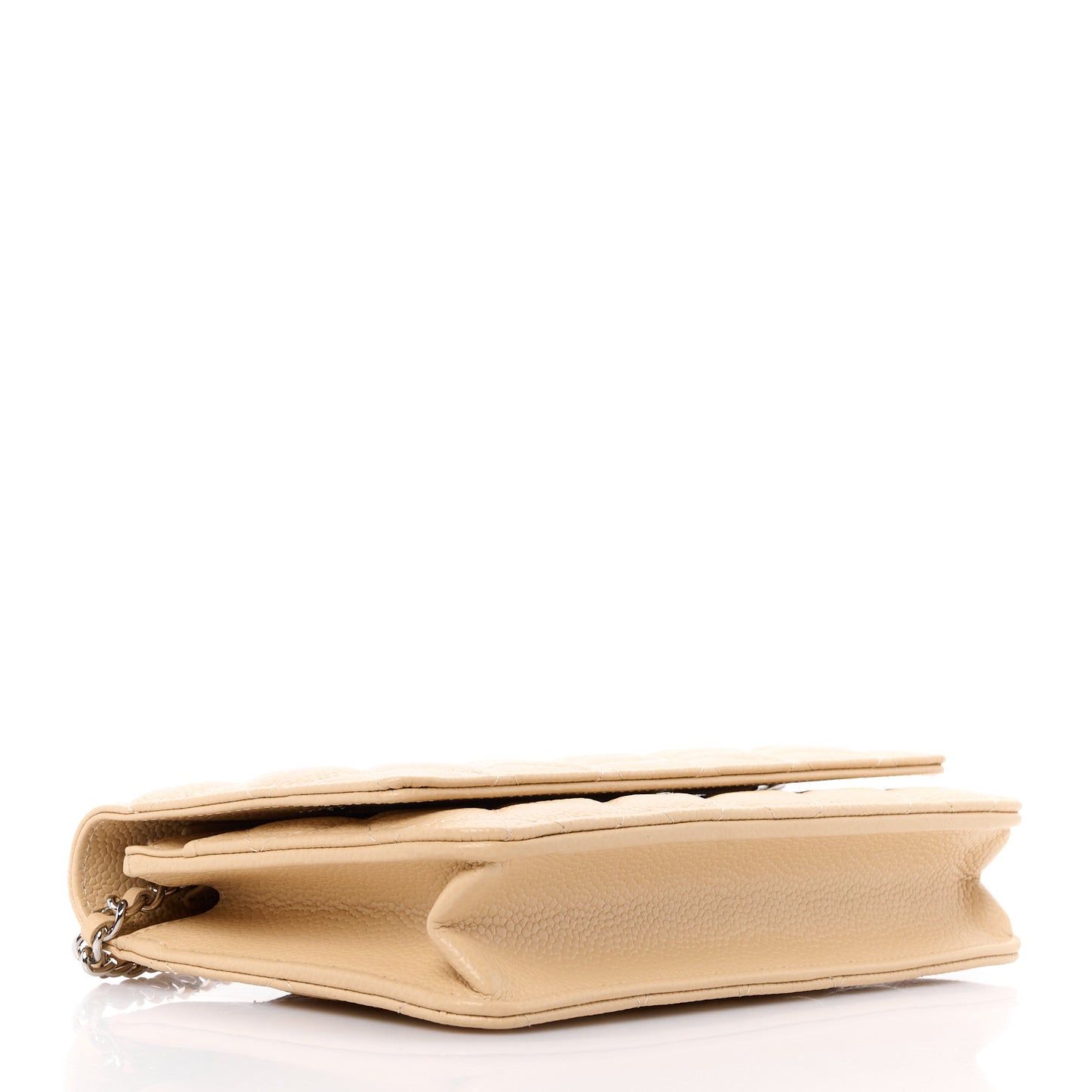 Caviar Quilted Wallet on Chain WOC Beige