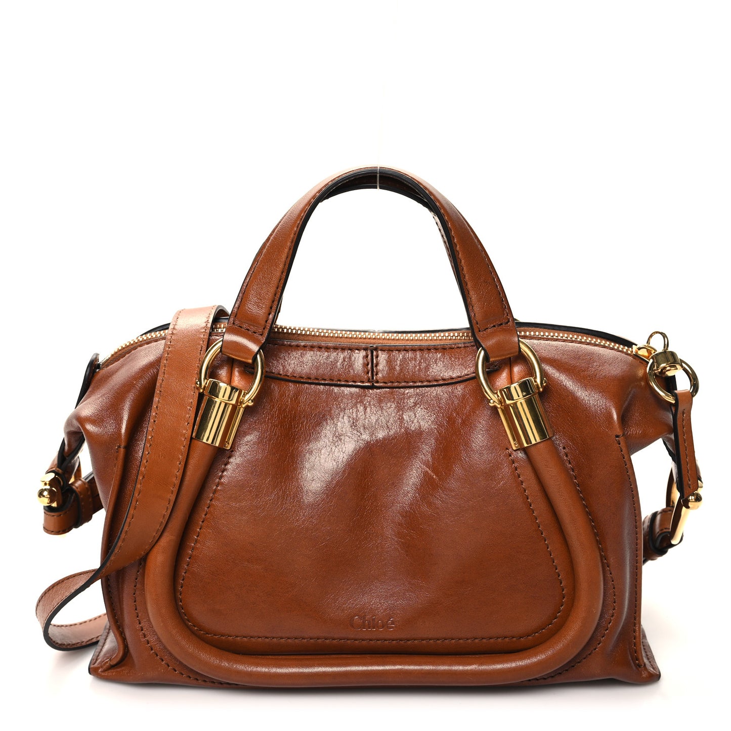 Shiny Calfskin Small Paraty 24 Clay Brown