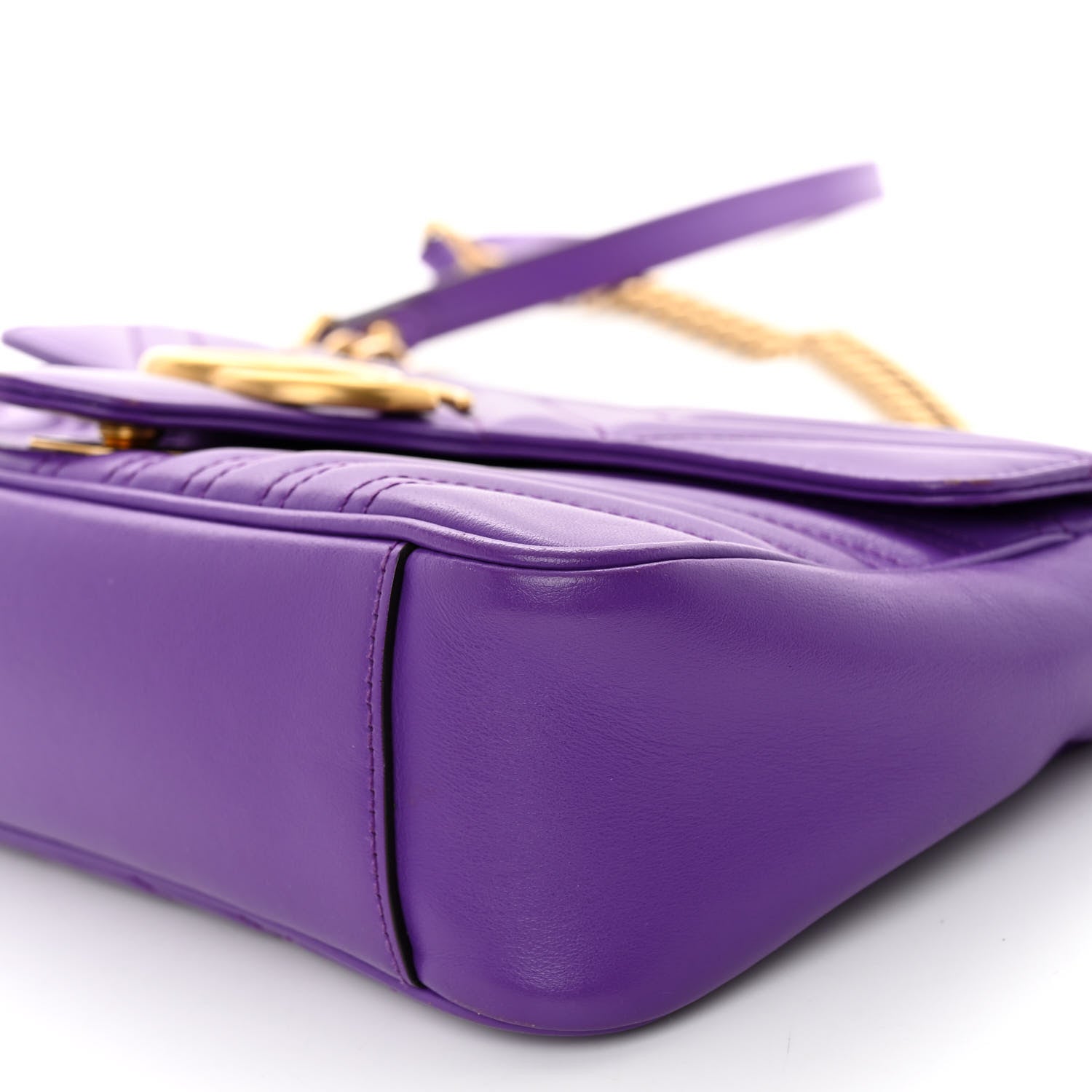 Gucci Calfskin Matelasse Small GG Marmont Shoulder Bag Shine Purple 10 of 11