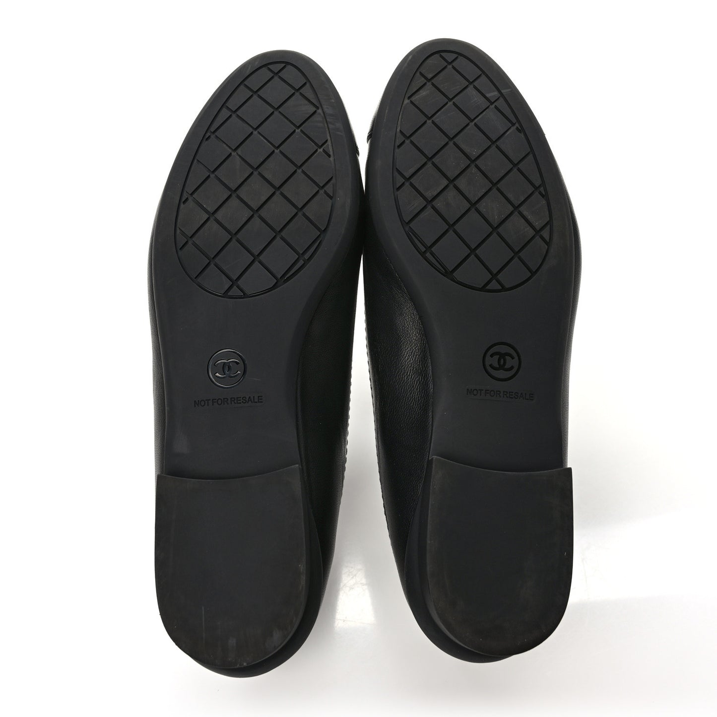 Lambskin Cap Toe CC Ballerina Flats 37.5 Black