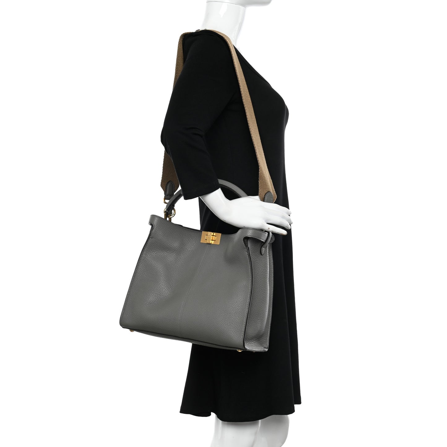 Cuoio Romano Selleria Bi-Color Medium Peekaboo X-Lite Moon Ghiaia